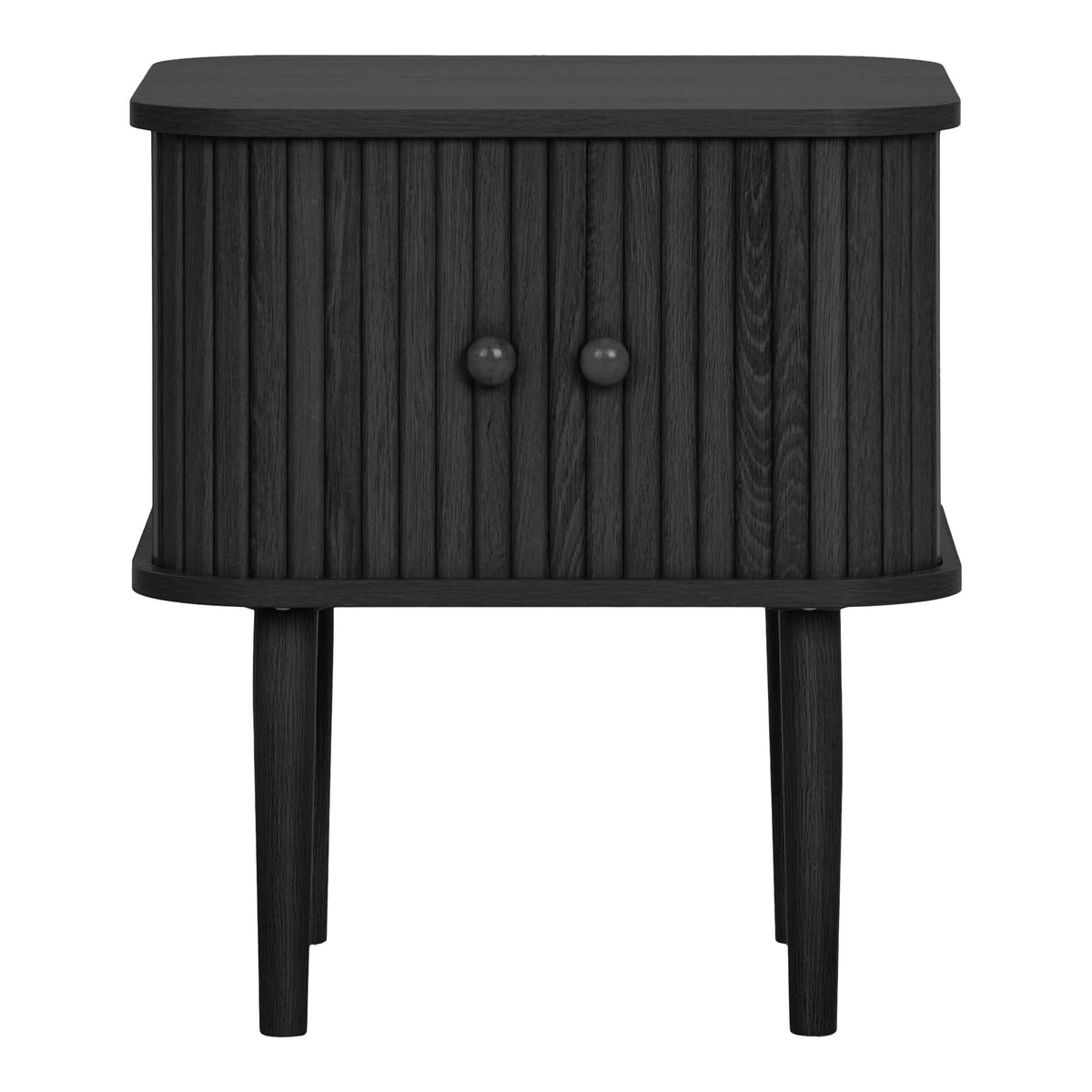PolsterOase Möbel – Nikko Beistelltisch aus Kiefernholz, 2 Türen, Schwarz