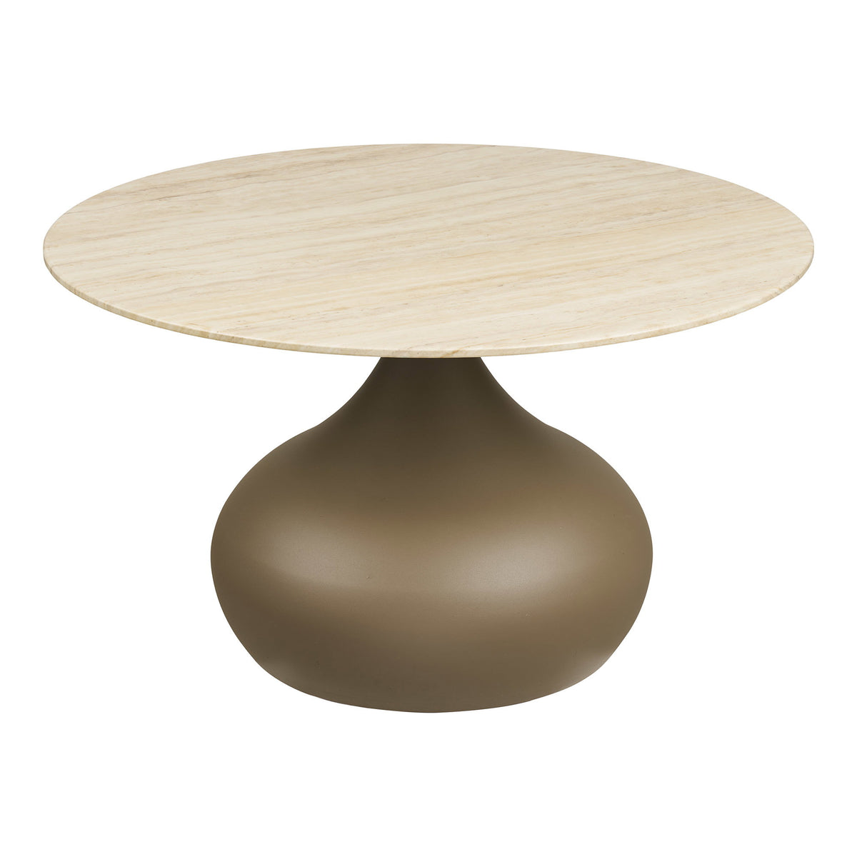 PolsterOase Möbel – Pienza Couchtisch aus Metall und gehärtetem Glas, Khaki, Ø 70 cm