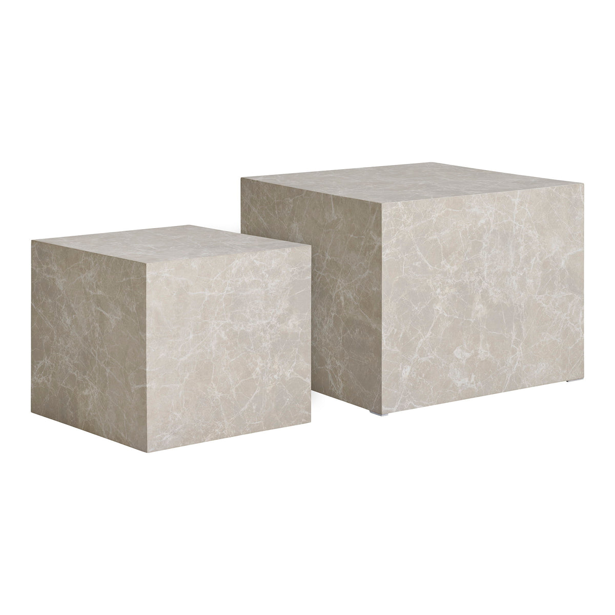 PolsterOase Möbel – Prague Couchtisch, Couchtisch, Marmoroptik, beige, 2er Set