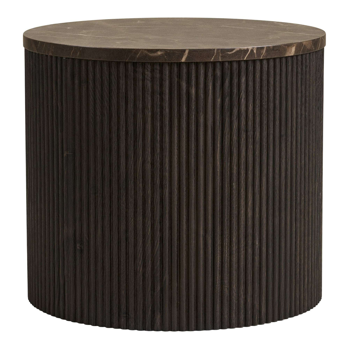 PolsterOase Möbel – Rota Side Table, Beistelltisch, Marmoroptik, dunkelbraun Ø45×40 cm – Ansicht 3
