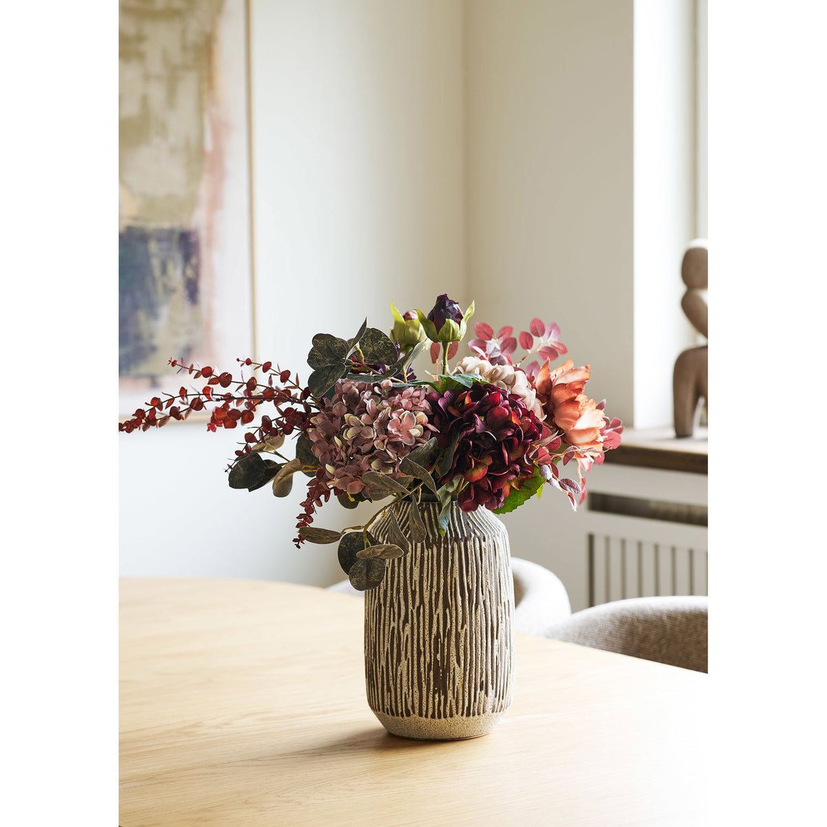 PolsterOase Möbel – Vase aus Keramik, Braun/Weiß, Ø 18 × H 28, 5 cm – Ansicht 2