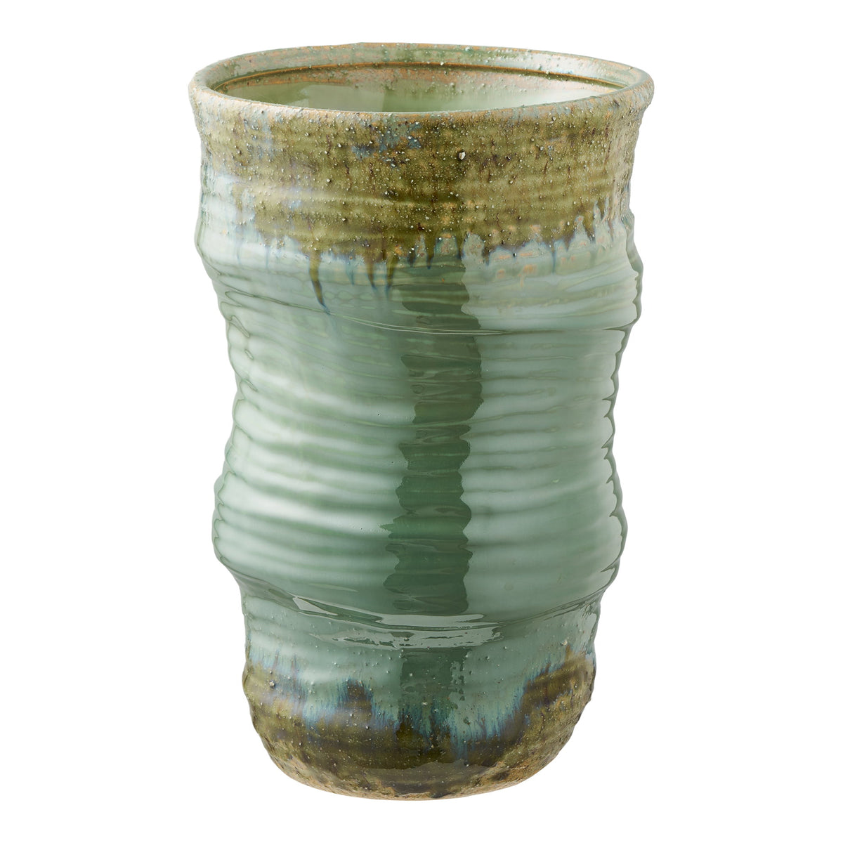 PolsterOase Möbel – Vase aus Keramik, Grün, Ø 22 × H 34, 5 cm