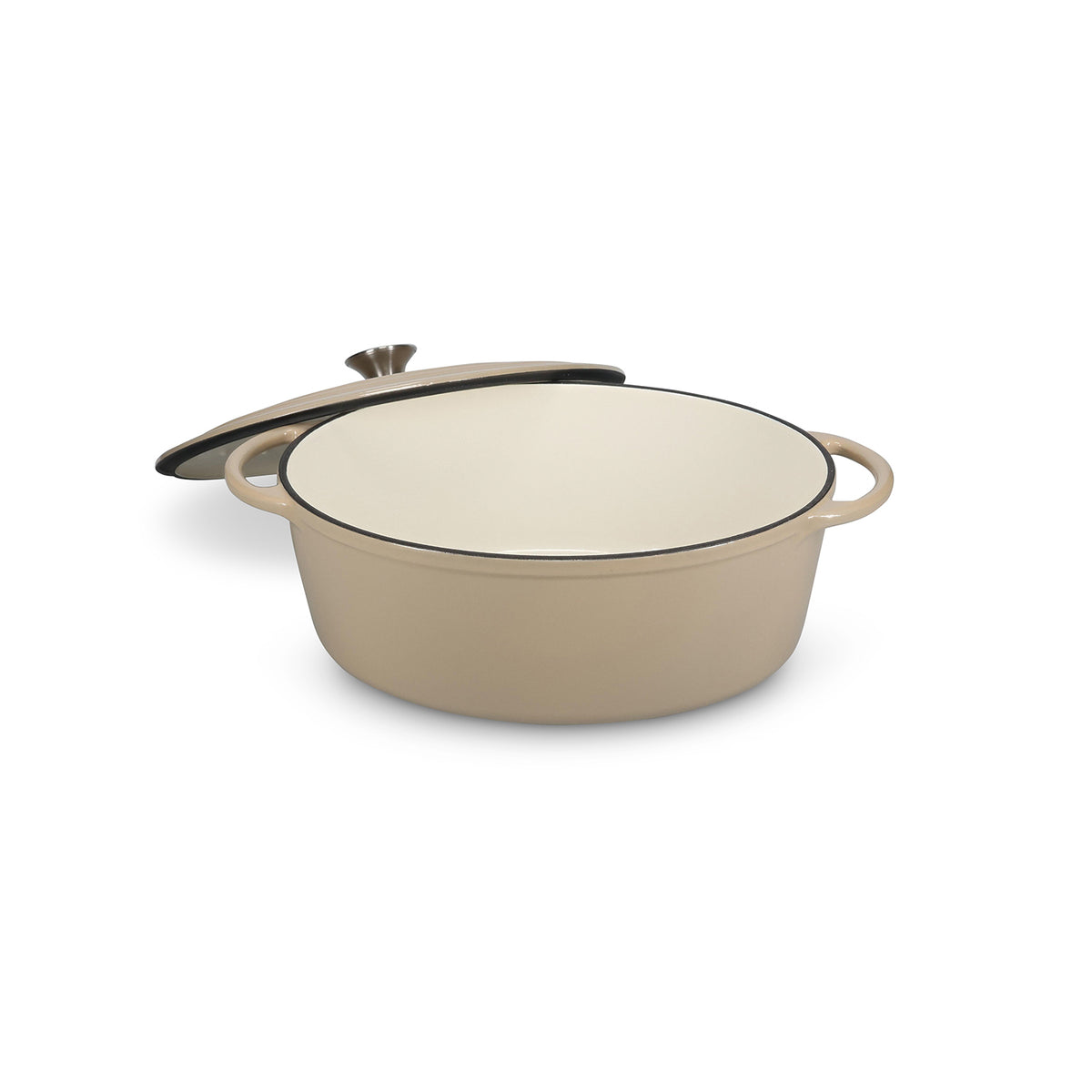 Salt & Pepper Kochtopf 41 x 26 cm, Gusseisen, beige, Ferno – Produktansicht 4
