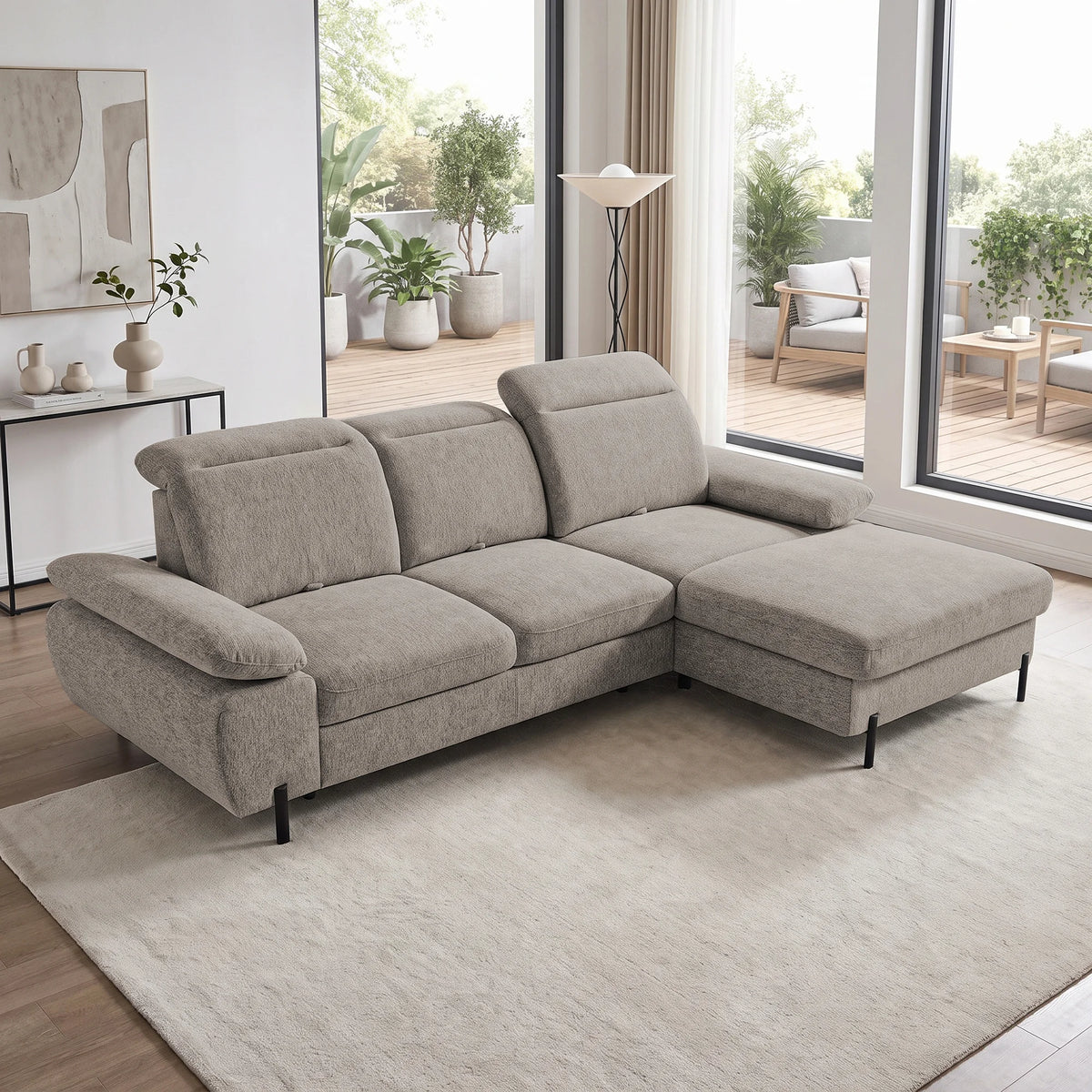 Sienna Mini Ecksofa in Chenille mit Schlaffunktion und Bettkasten