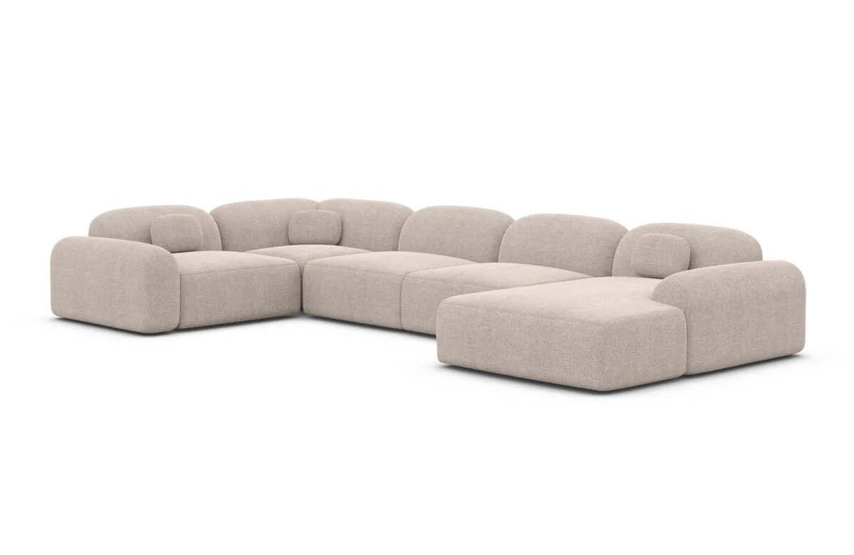 Sofa Wohnlandschaft in Struktur Beige, 328 cm Breite