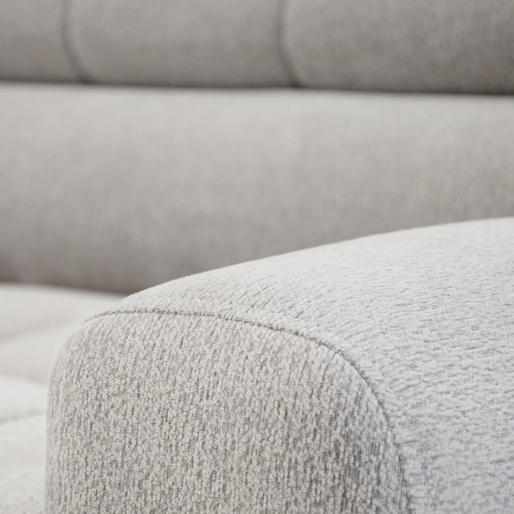 Vincent Ecksofa in L Form aus Strukturstoff mit Schlaffunktion und Bettkasten