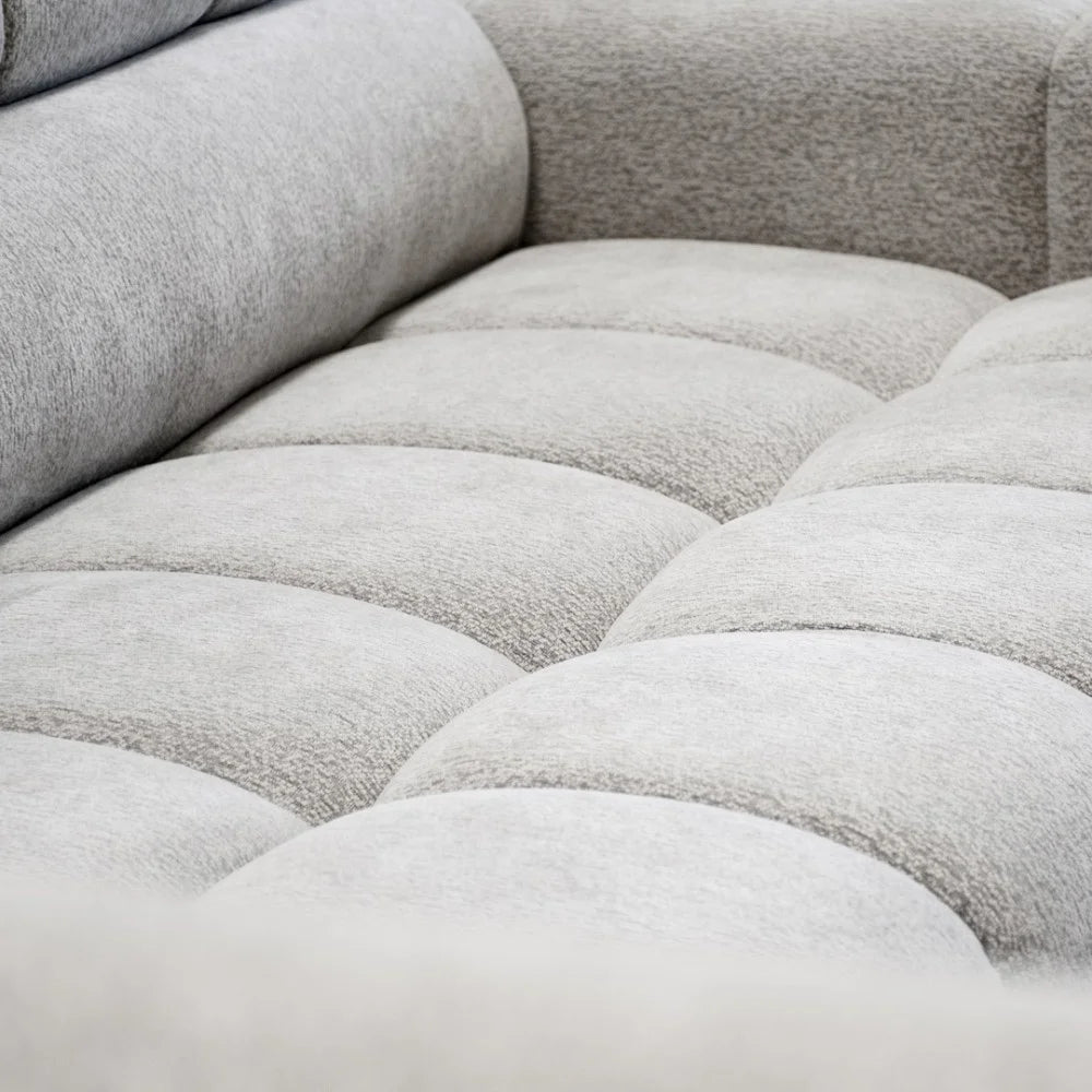 Vincent Ecksofa in L Form aus Strukturstoff mit Schlaffunktion und Bettkasten