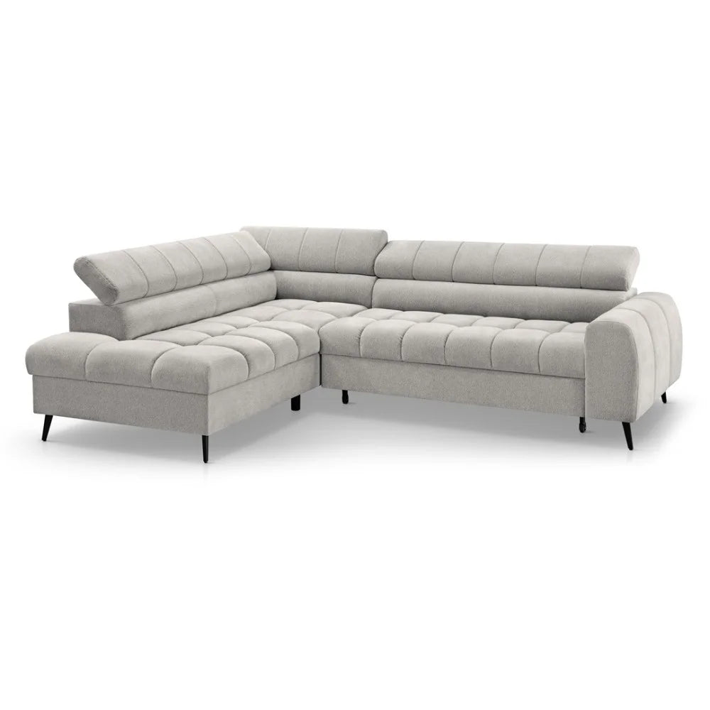 Vincent Ecksofa in L Form aus Strukturstoff mit Schlaffunktion und Bettkasten