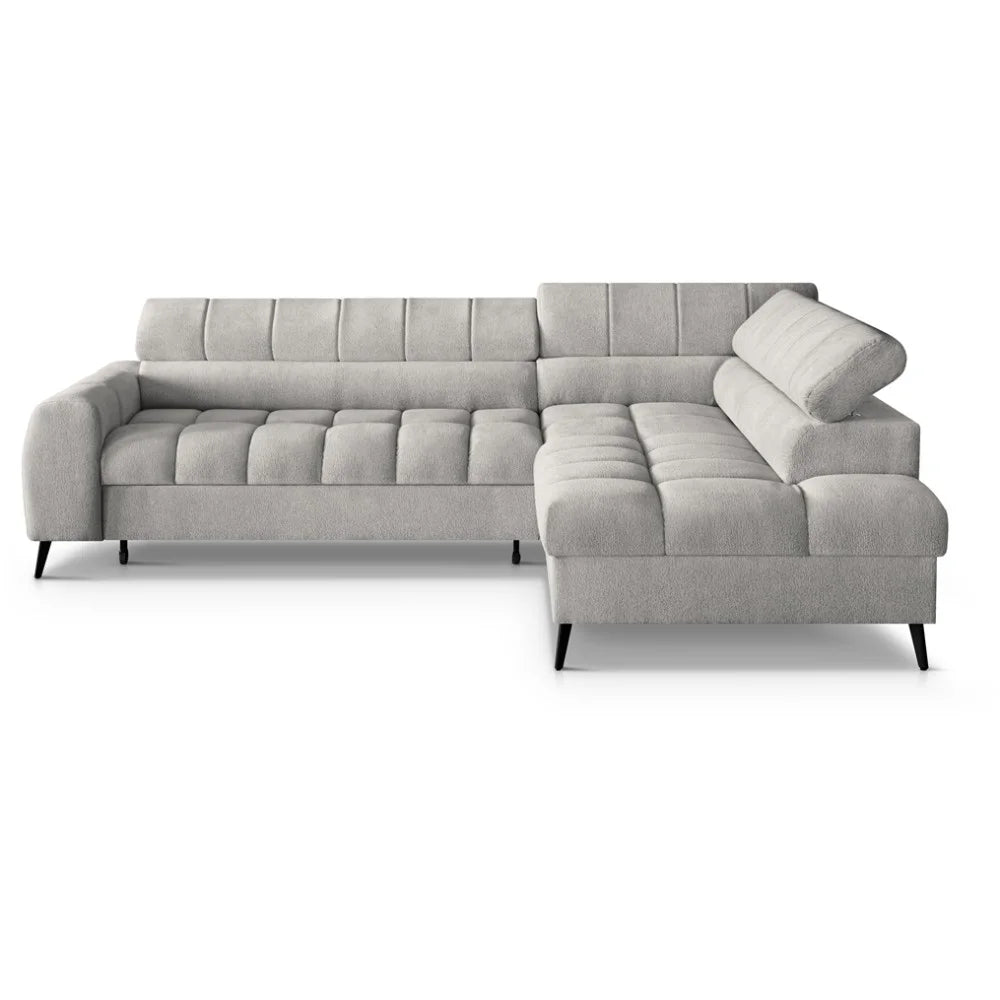Vincent Ecksofa in L Form aus Strukturstoff mit Schlaffunktion und Bettkasten