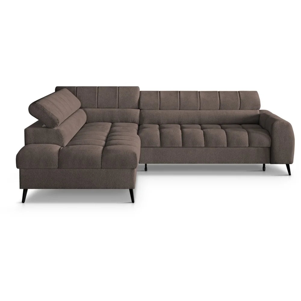 Vincent Ecksofa in L Form aus Strukturstoff mit Schlaffunktion und Bettkasten