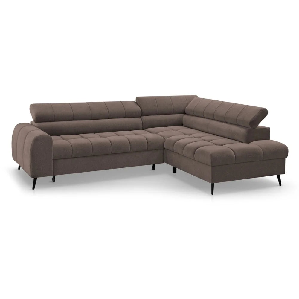 Vincent Ecksofa in L Form aus Strukturstoff mit Schlaffunktion und Bettkasten