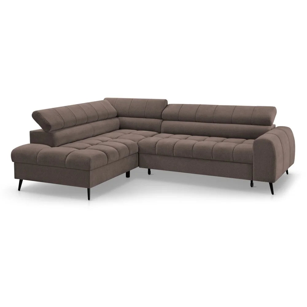 Vincent Ecksofa in L Form aus Strukturstoff mit Schlaffunktion und Bettkasten