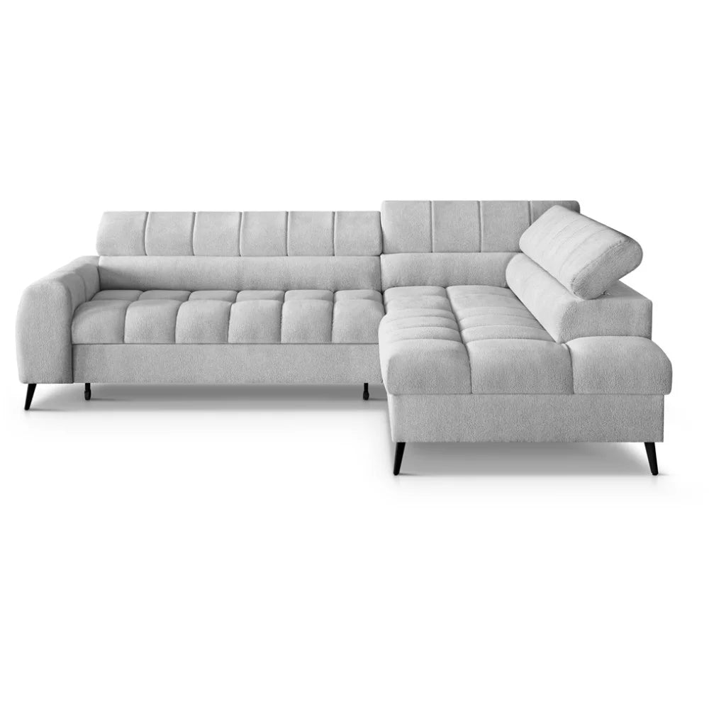 Vincent Ecksofa in L Form aus Strukturstoff mit Schlaffunktion und Bettkasten