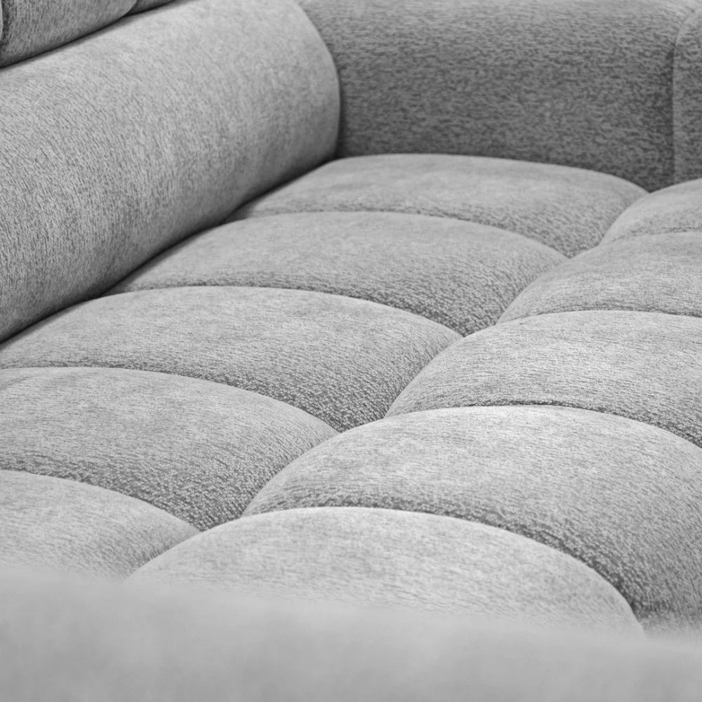 Vincent Ecksofa in L Form aus Strukturstoff mit Schlaffunktion und Bettkasten