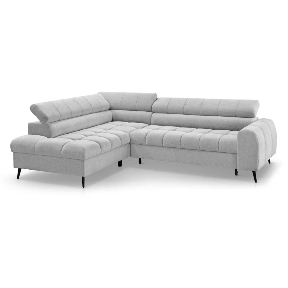 Vincent Ecksofa in L Form aus Strukturstoff mit Schlaffunktion und Bettkasten