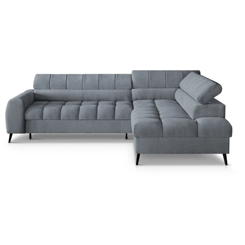 Vincent Ecksofa in L Form aus Strukturstoff mit Schlaffunktion und Bettkasten