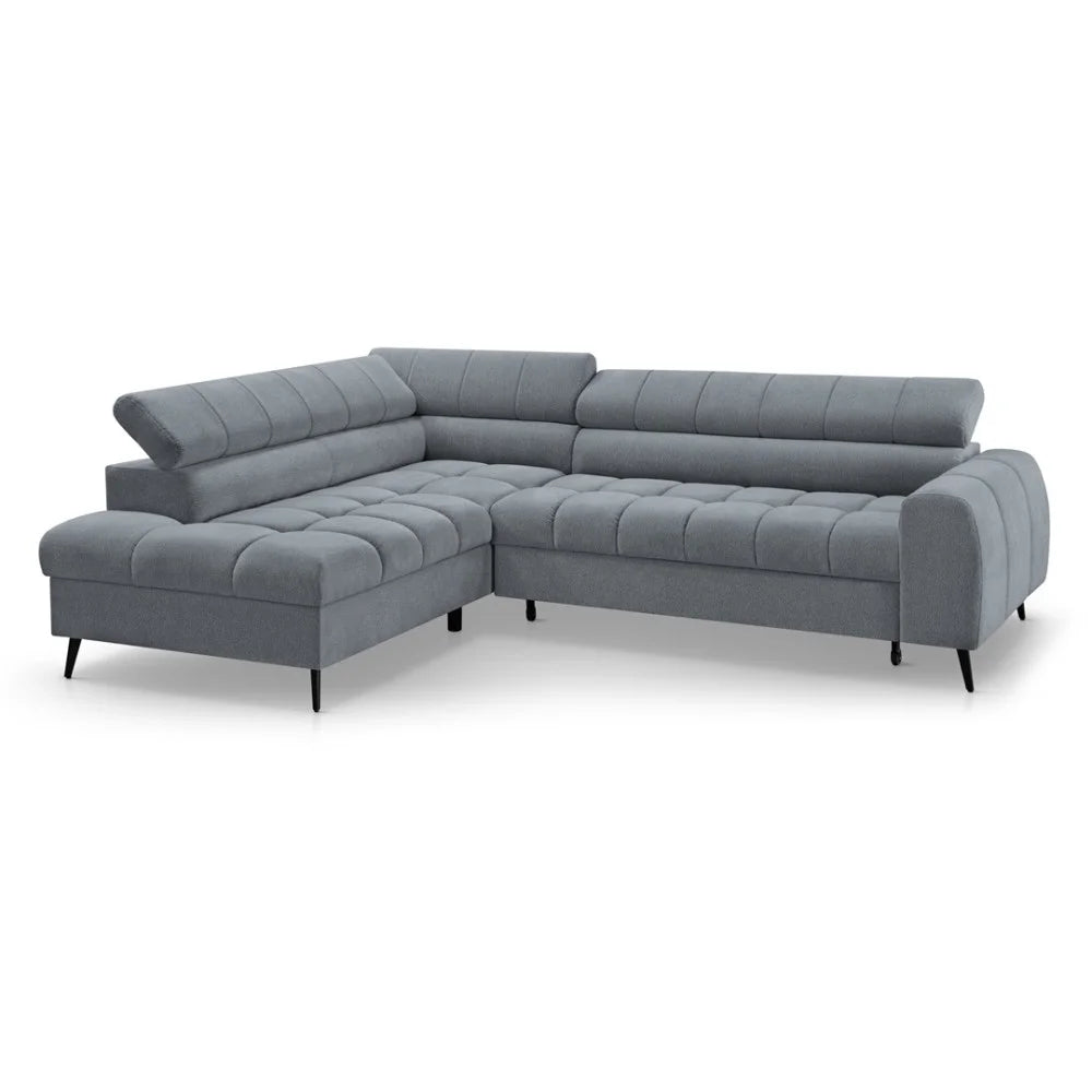 Vincent Ecksofa in L Form aus Strukturstoff mit Schlaffunktion und Bettkasten
