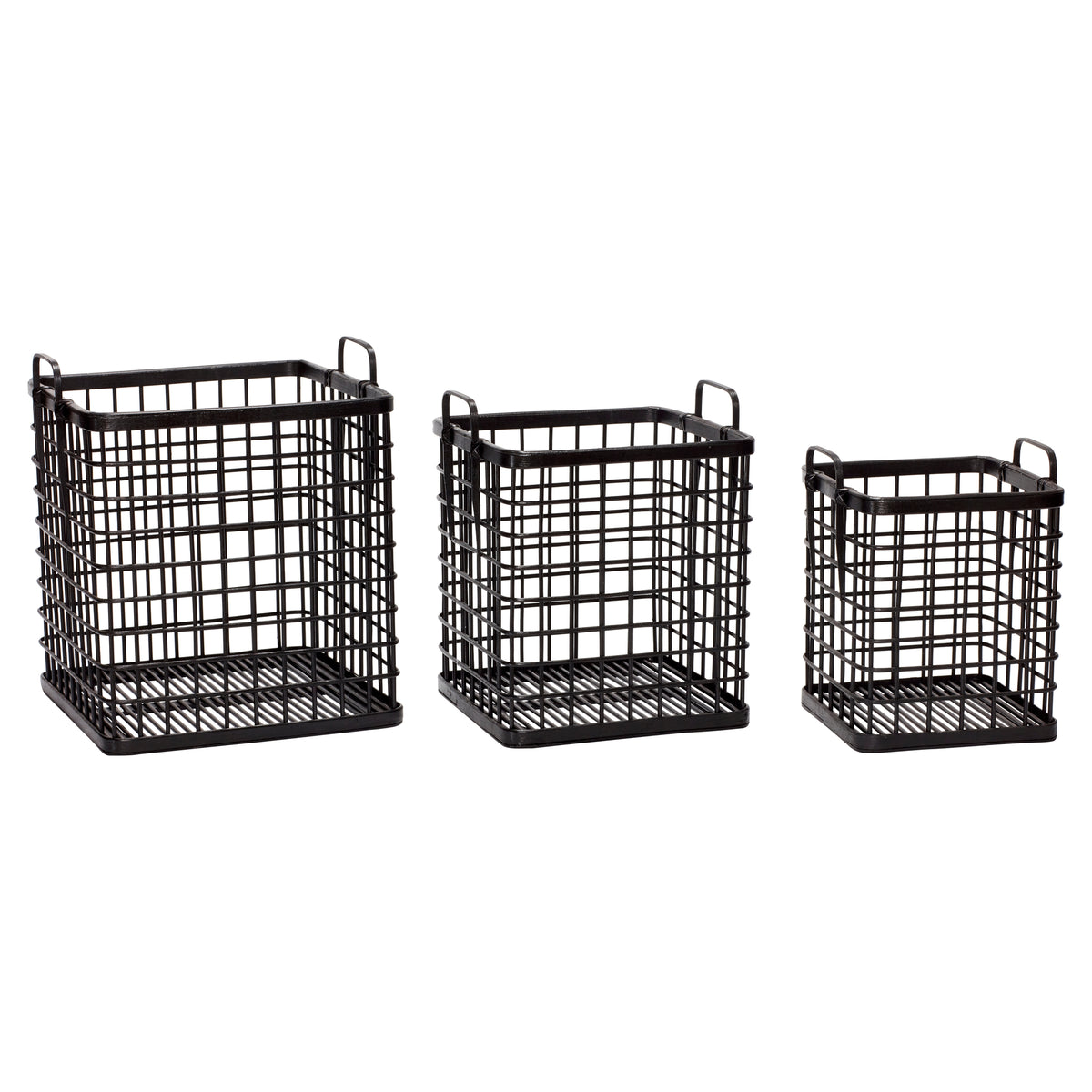 PolsterOase Möbel – Körbe aus Bambus, 3er, Set, Schwarz