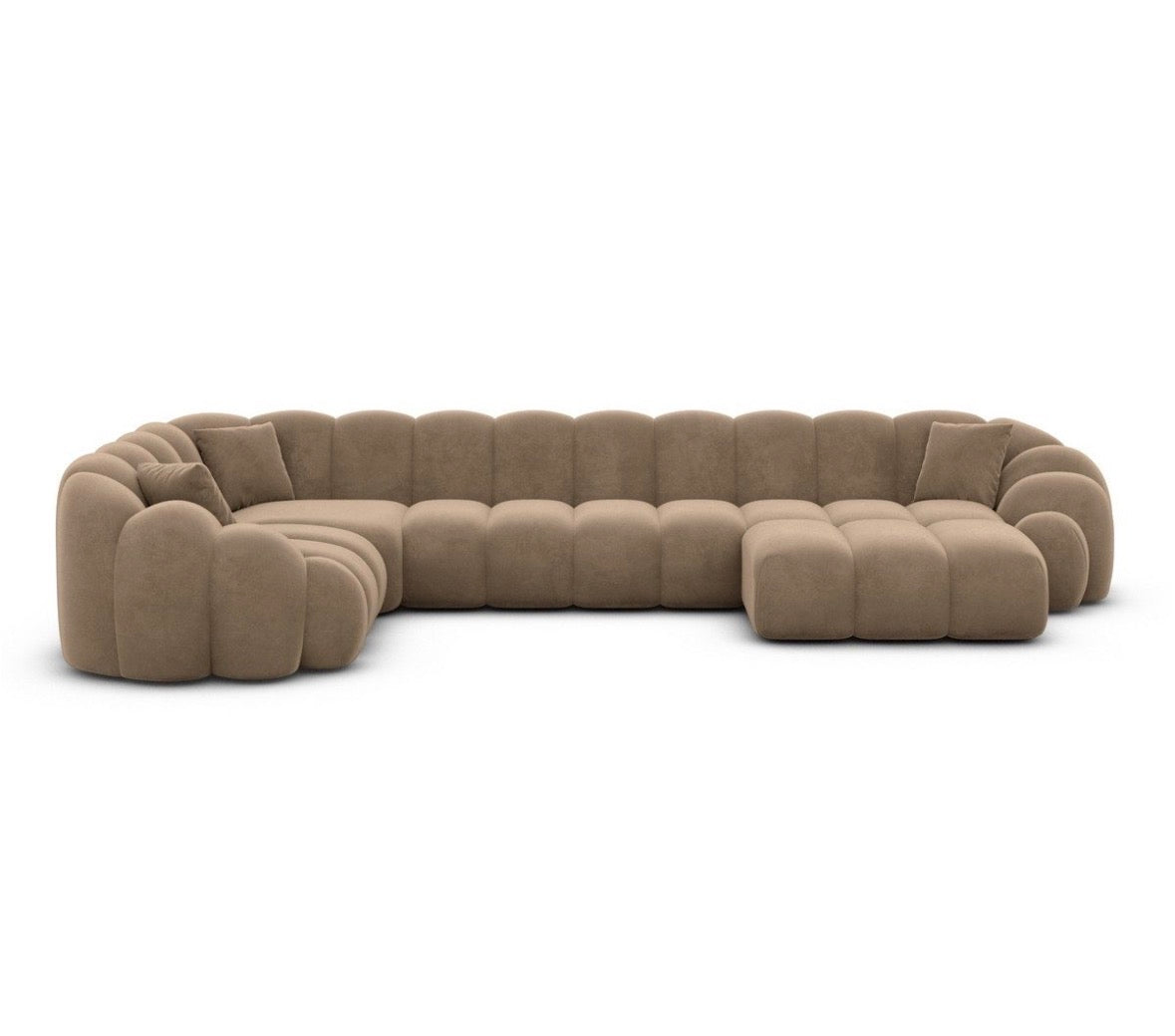 Bubble Wohnlandschaft in Samt Cappucino, 357 cm Breite | PolsterOase