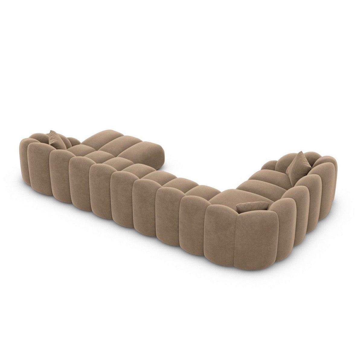 Bubble Wohnlandschaft in Samt Cappucino, 357 cm Breite | PolsterOase