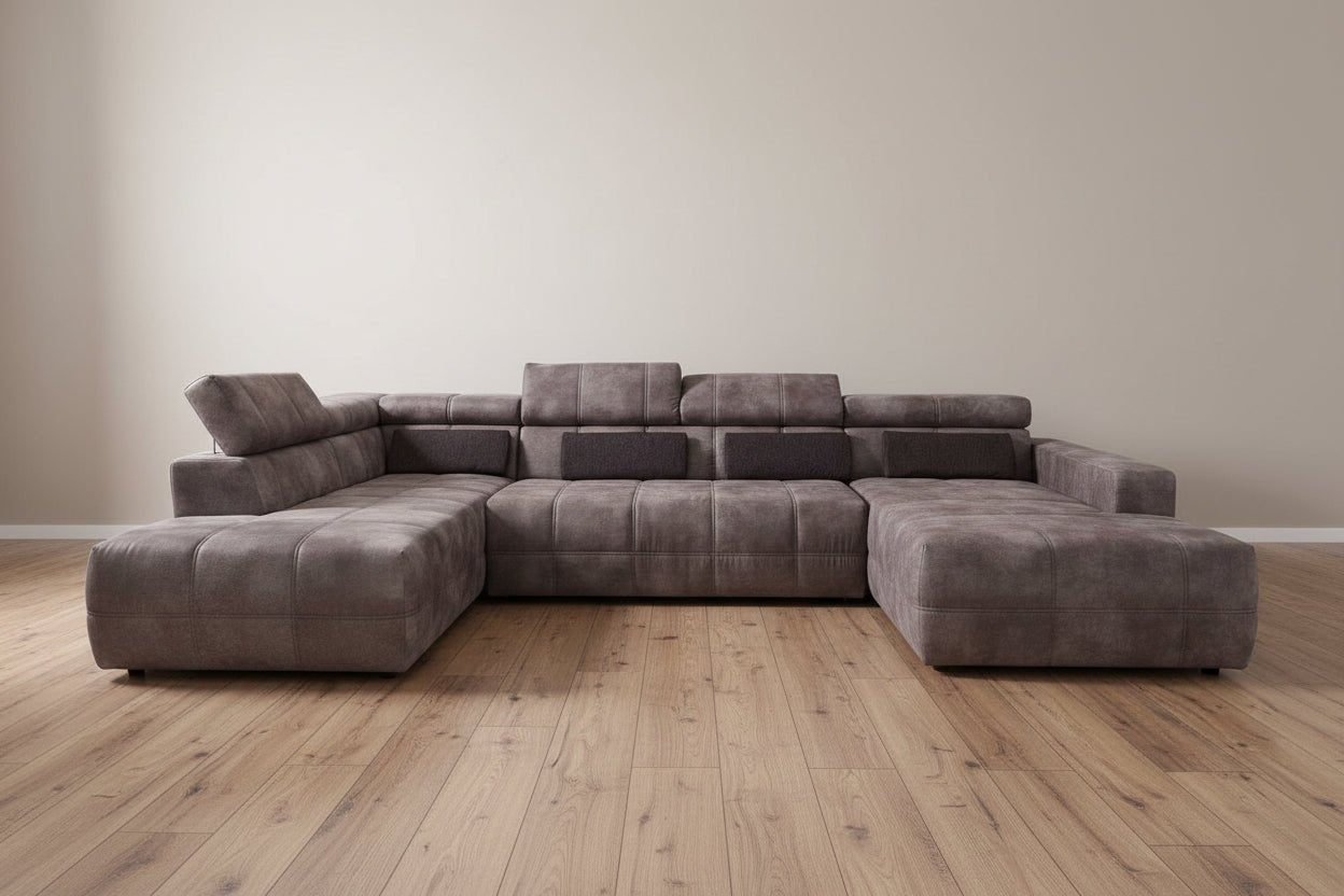 Wohnlandschaft in Grau - Braun - POLSTEROASE