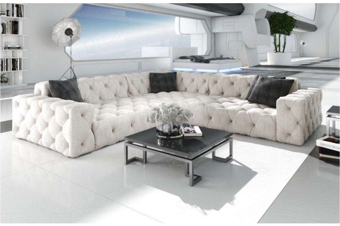 Bubble Ecksofa in Samt Beige, 246 cm Breite | PolsterOase