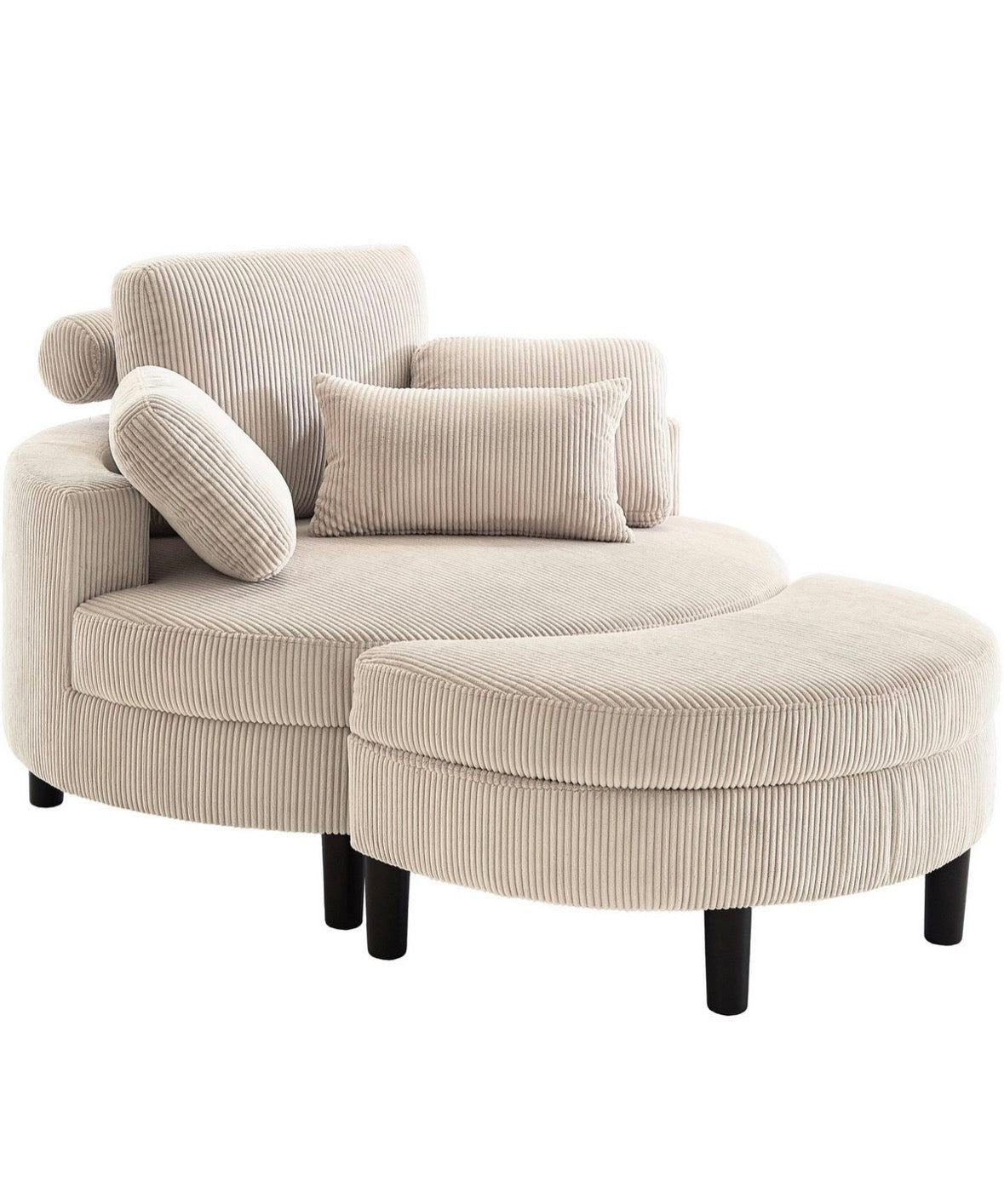 Loveseat / Relaxliege in Cord Creme / Beige - POLSTEROASE