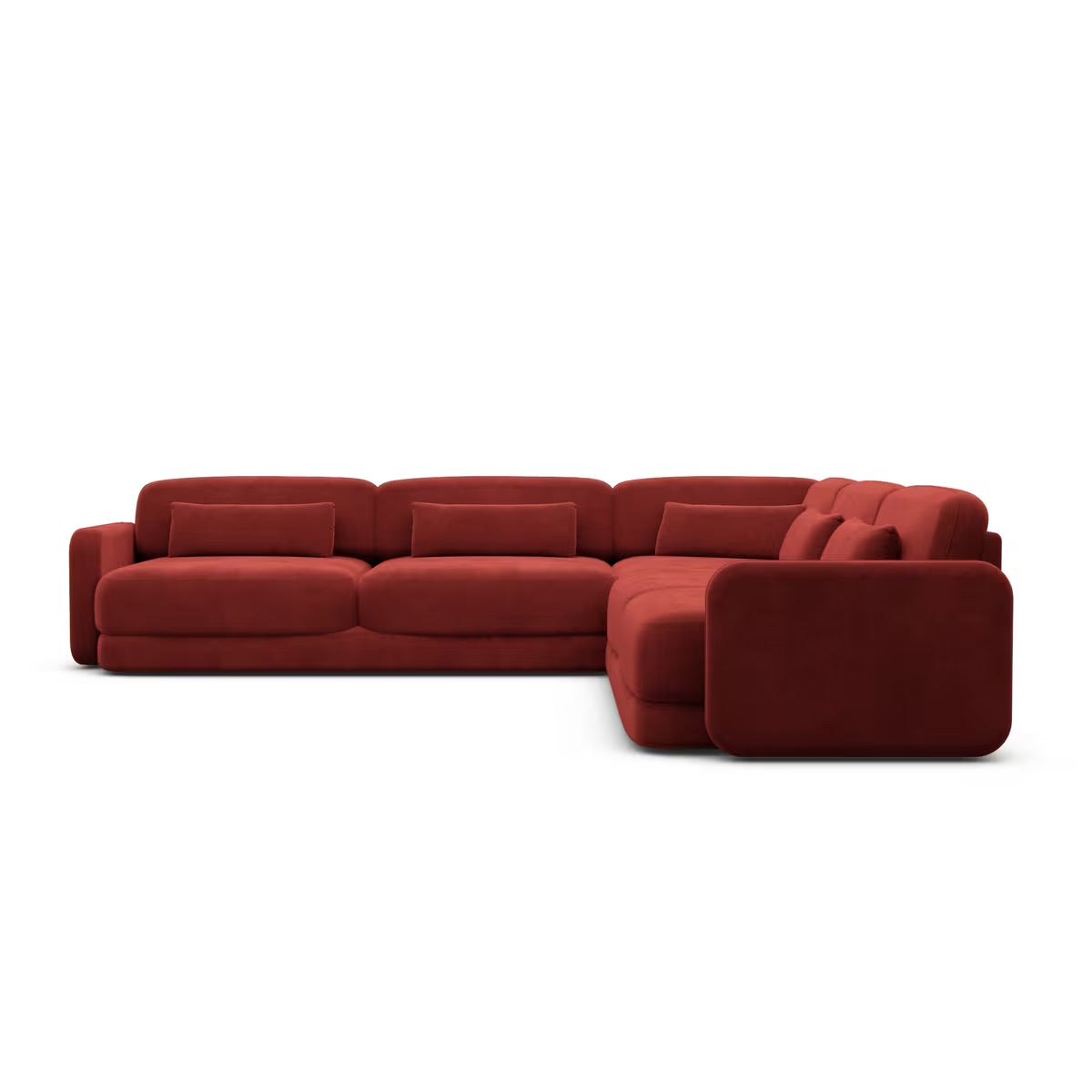 Ecksofa in Samt Rot, 229 cm Breite | PolsterOase