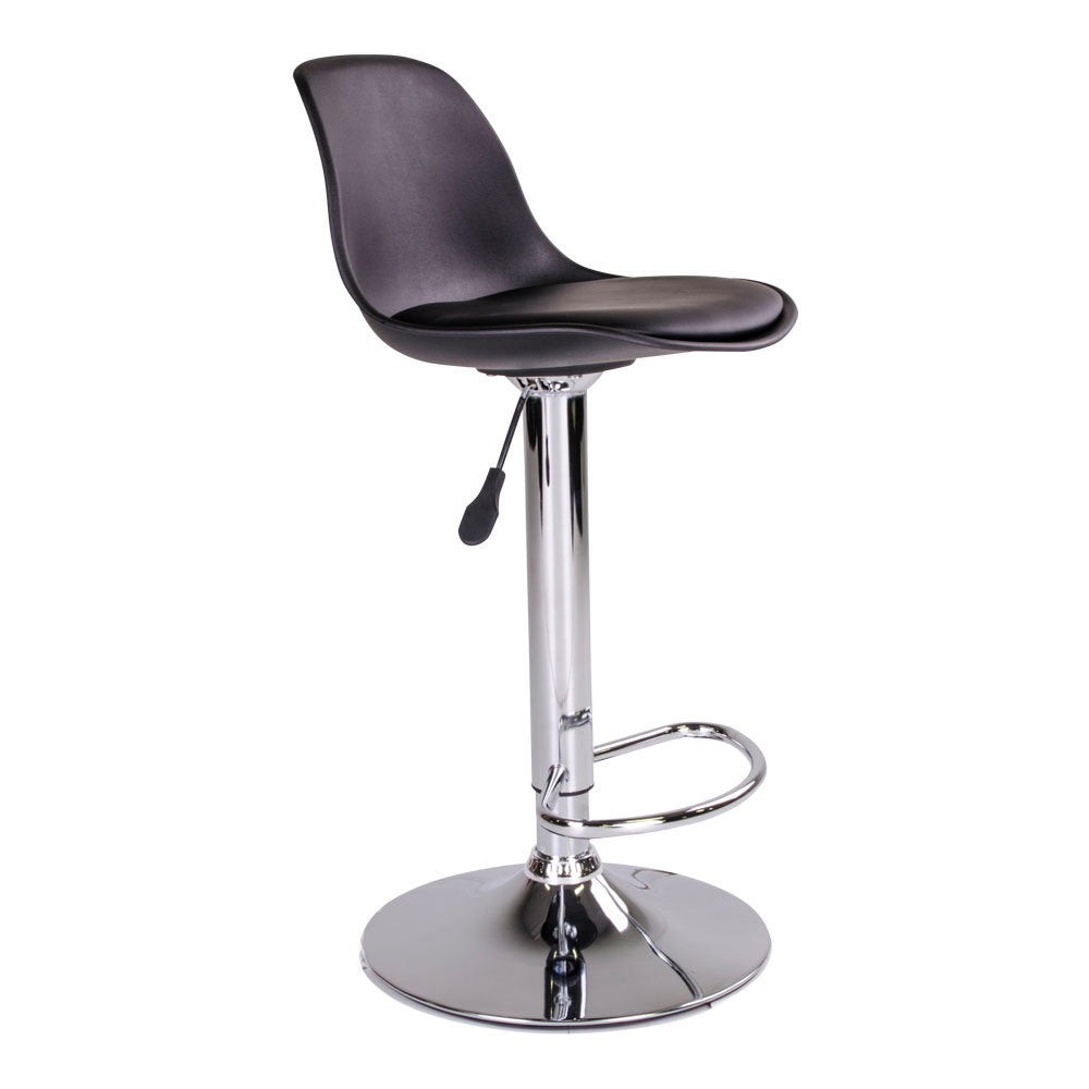 PolsterOase Möbel – Trondheim Barhocker mit PU Lederbezug, 2er Set, Schwarz/Chrom – Ansicht 3