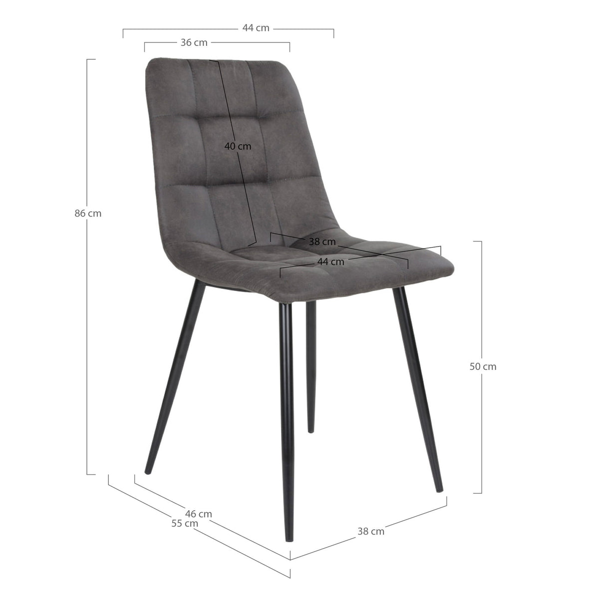 Middelfart Esszimmerstühle, Dunkelgrau/Schwarz, 2er-Set