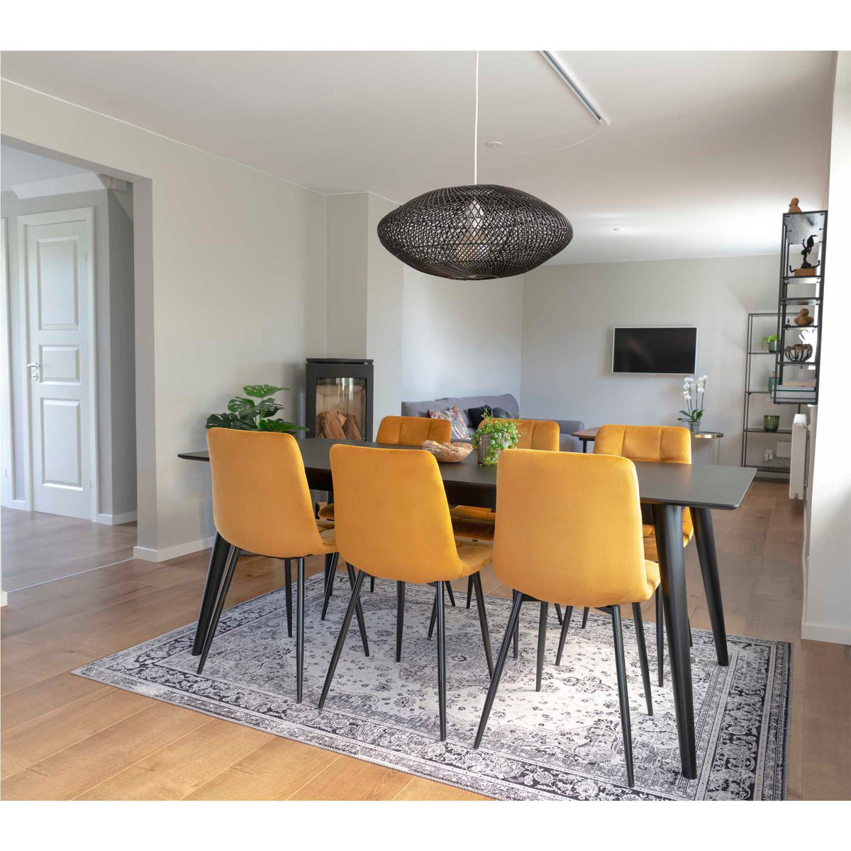 Middelfart Esszimmerstühle, Senfgelb/Schwarz, 2er-Set