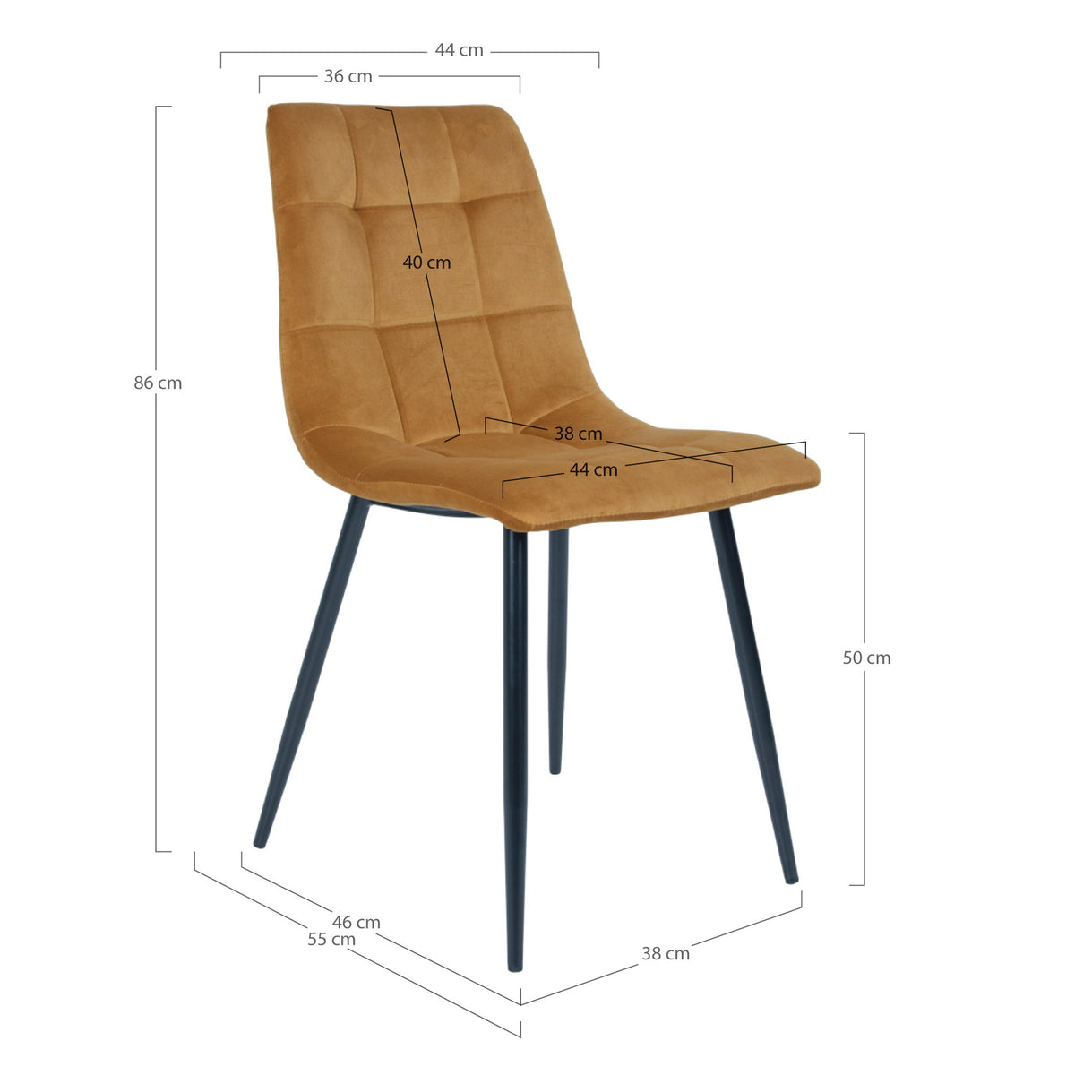 Middelfart Esszimmerstühle, Senfgelb/Schwarz, 2er-Set