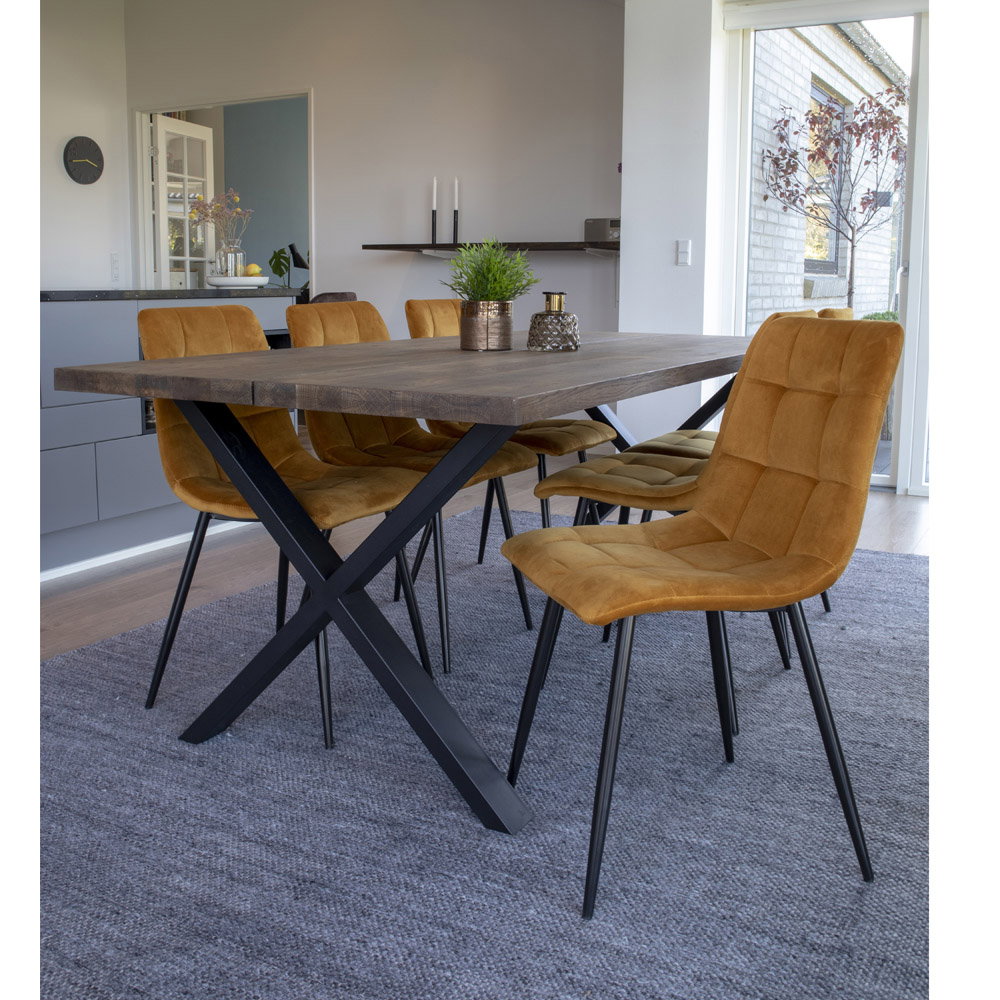 Middelfart Esszimmerstühle, Senfgelb/Schwarz, 2er-Set