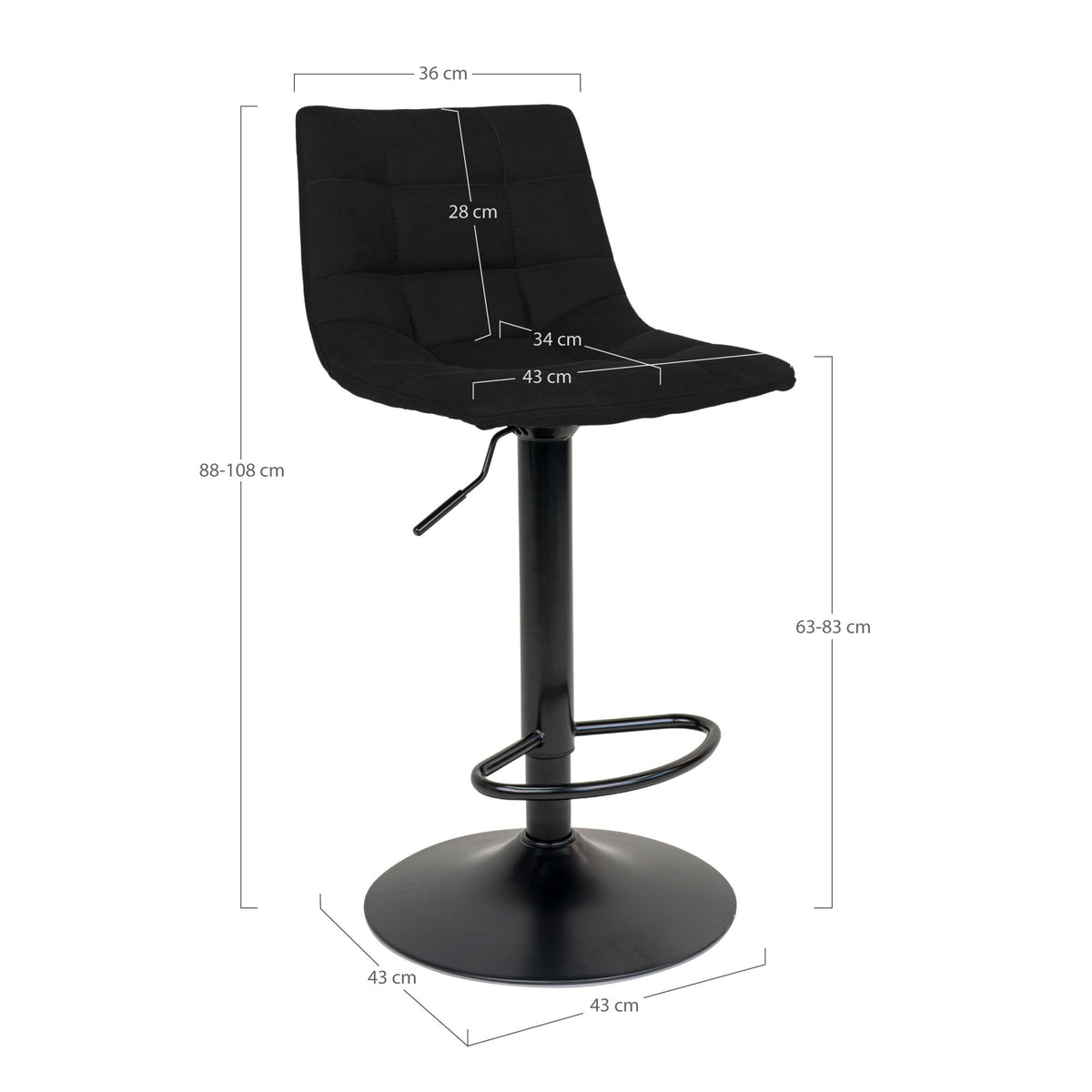 Middelfart Barhocker, Schwarz, 2er-Set
