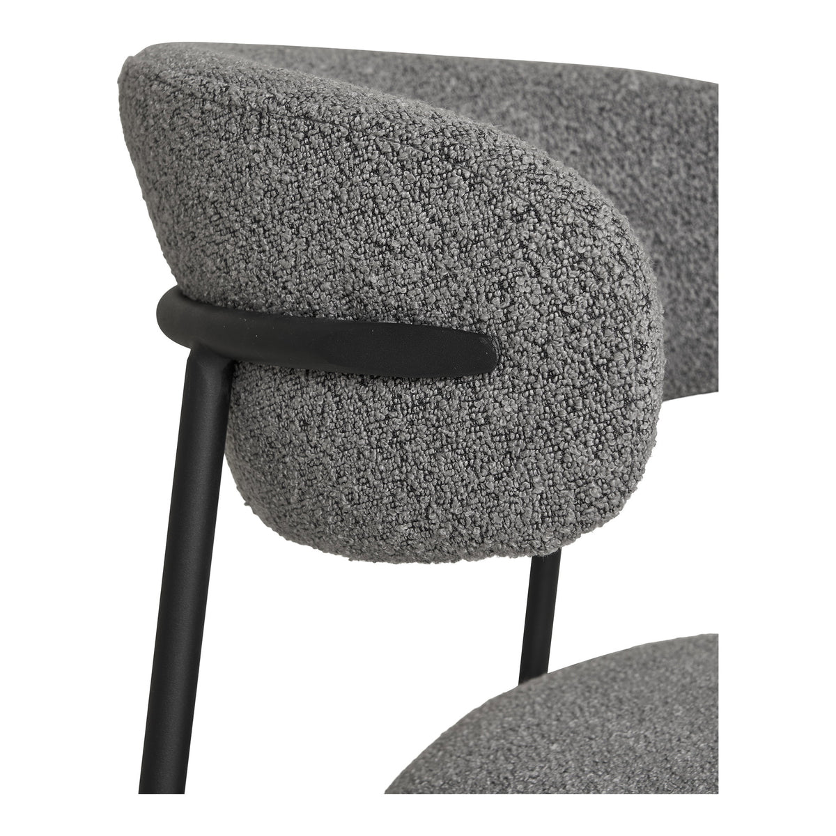 Mira Esszimmerstuhl – Bouclé, hellgrau, schwarze Beine HN1268 (2er-Set)