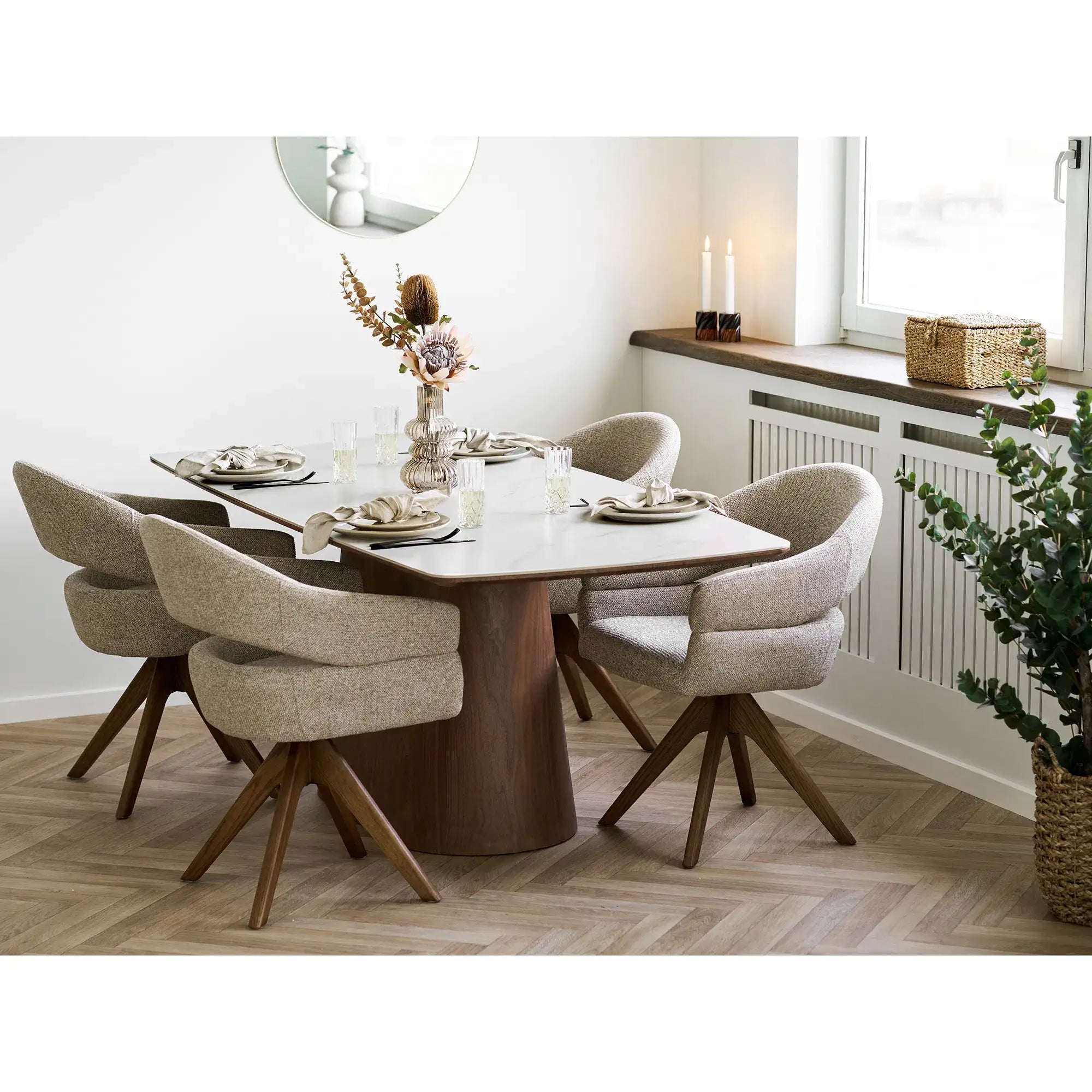 Esszimmerstuhl Drehbar 180° Sand mit Eiche – Dover Skandinavisches Design