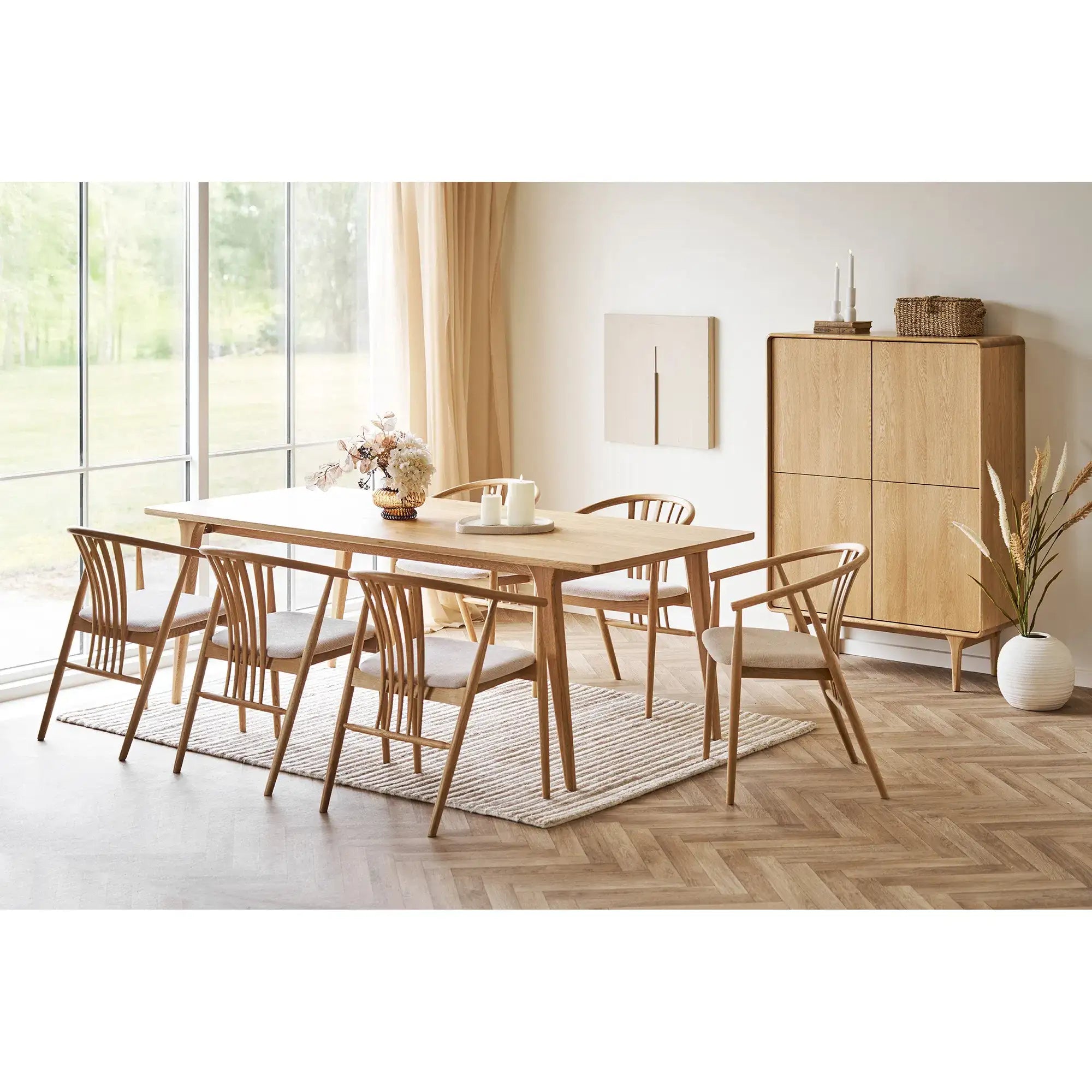 Esszimmerstuhl Eiche/Natur mit Stoffbezug – Skandinavischer Design Stuhl