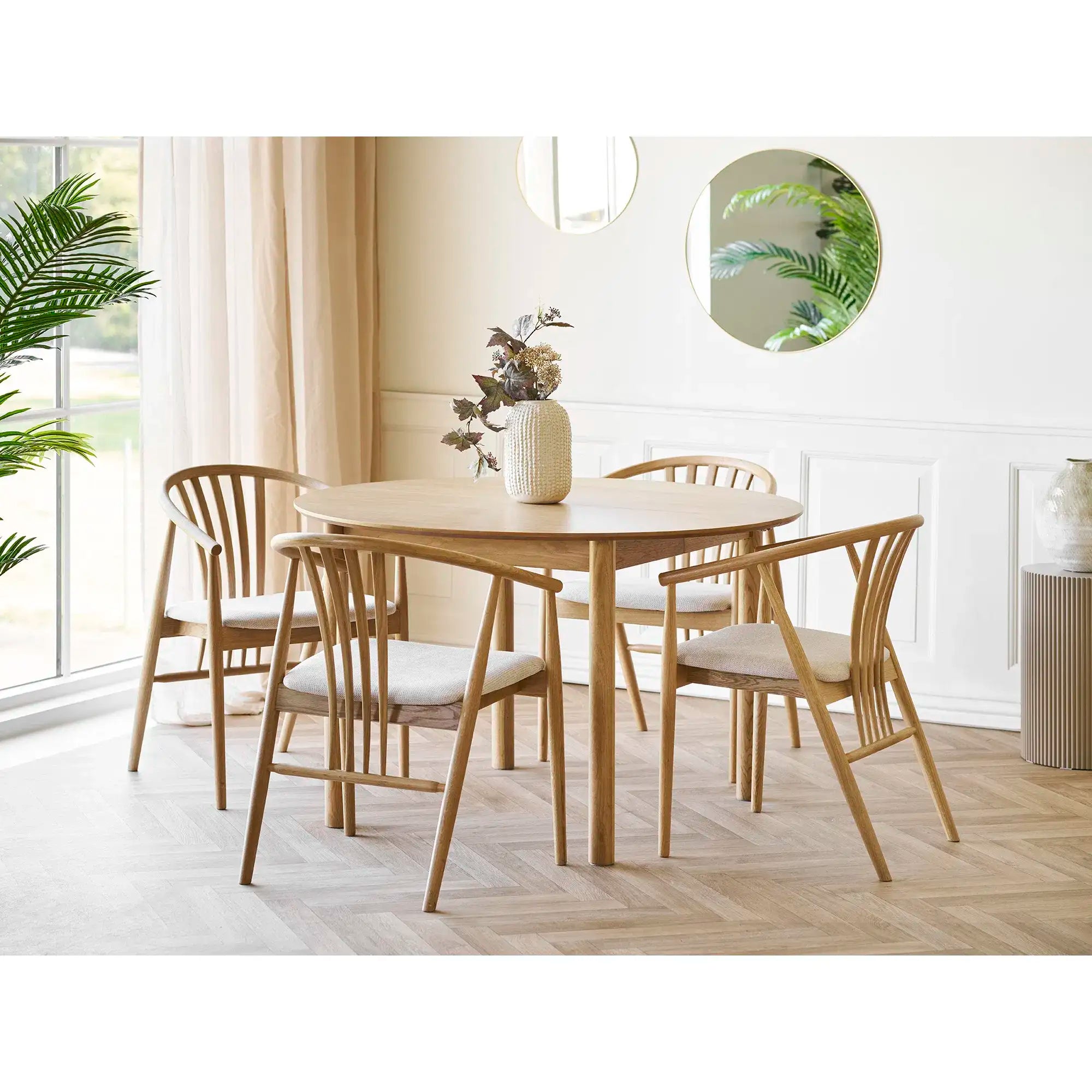 Esszimmerstuhl Eiche/Natur mit Stoffbezug – Skandinavischer Design Stuhl