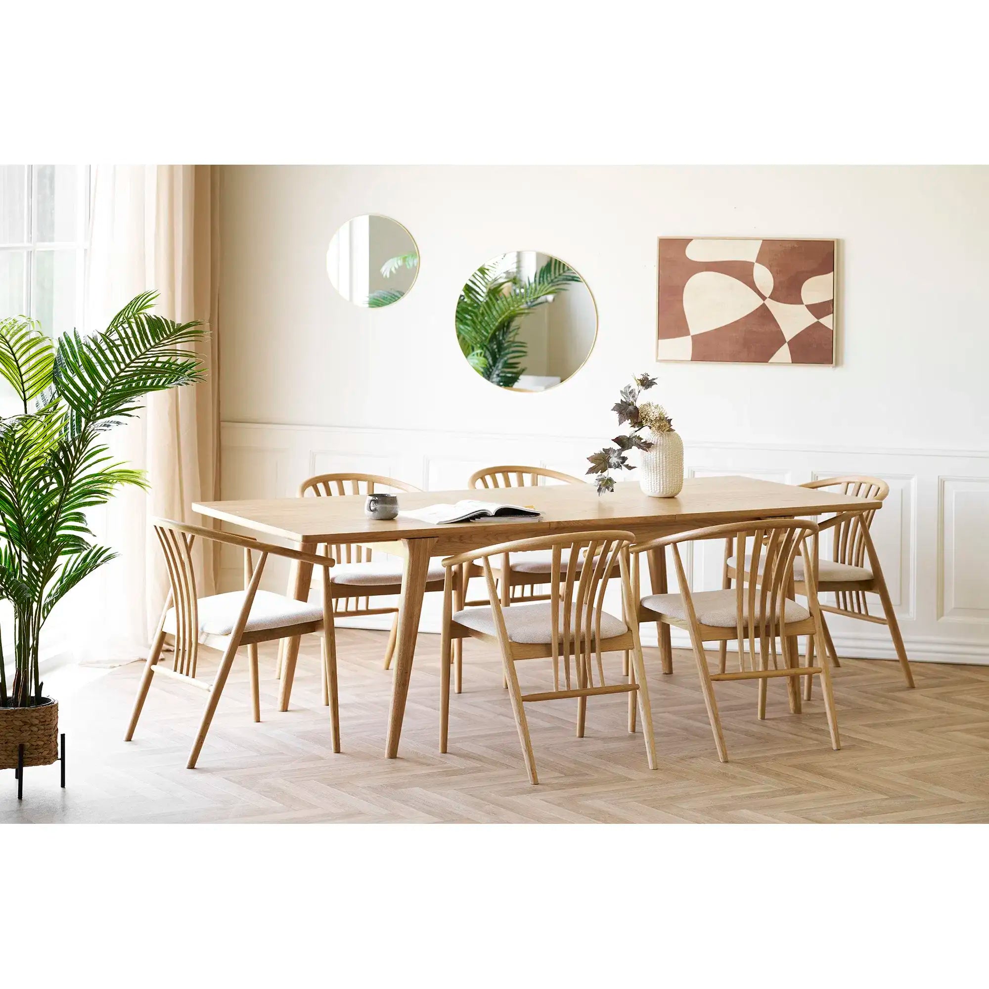 Esszimmerstuhl Eiche/Natur mit Stoffbezug – Skandinavischer Design Stuhl