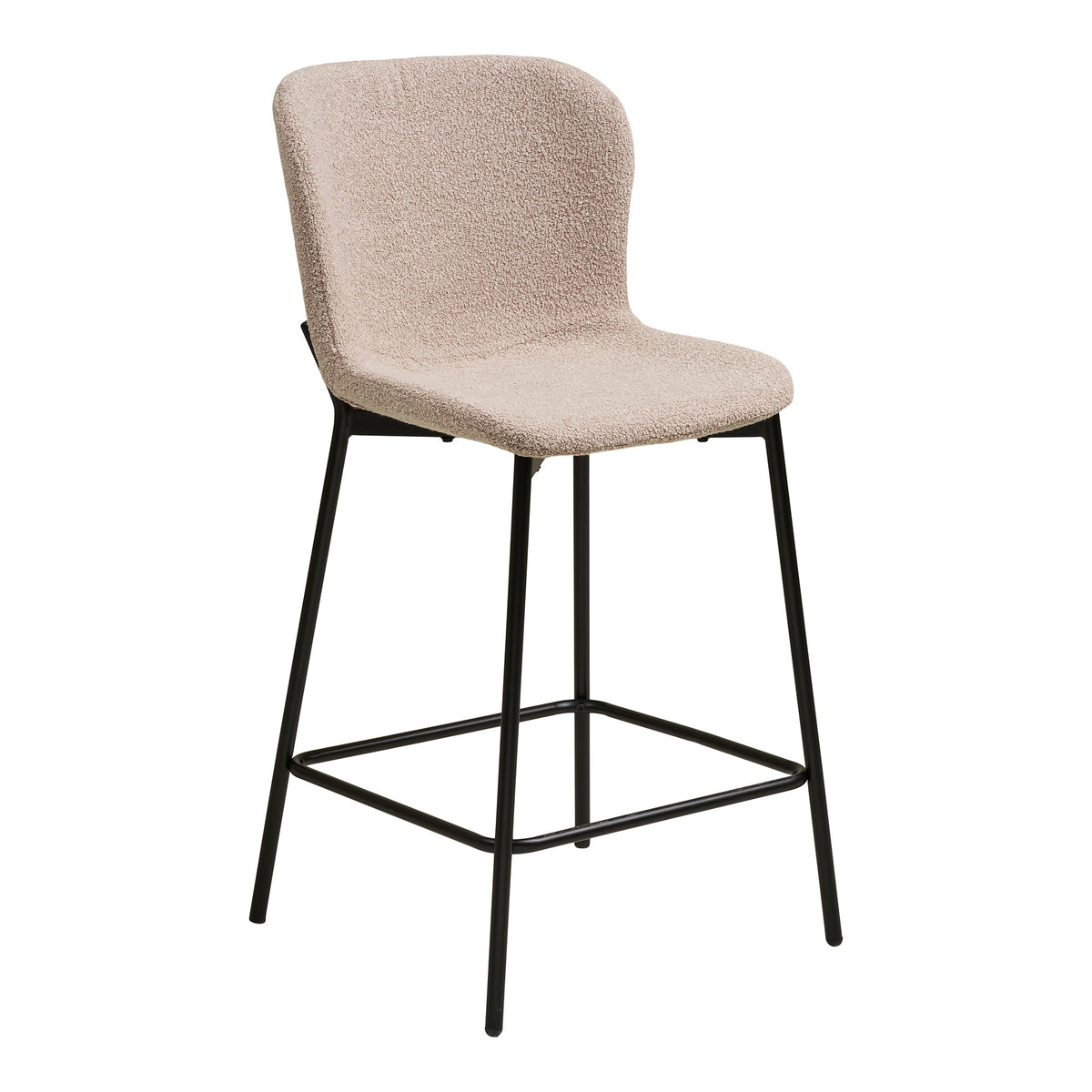 Maceda Tresenstühle mit Bouclé-Bezug, Beige/Schwarz, 2er-Set
