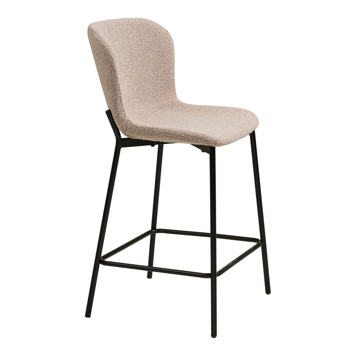 Maceda Tresenstühle mit Bouclé-Bezug, Beige/Schwarz, 2er-Set