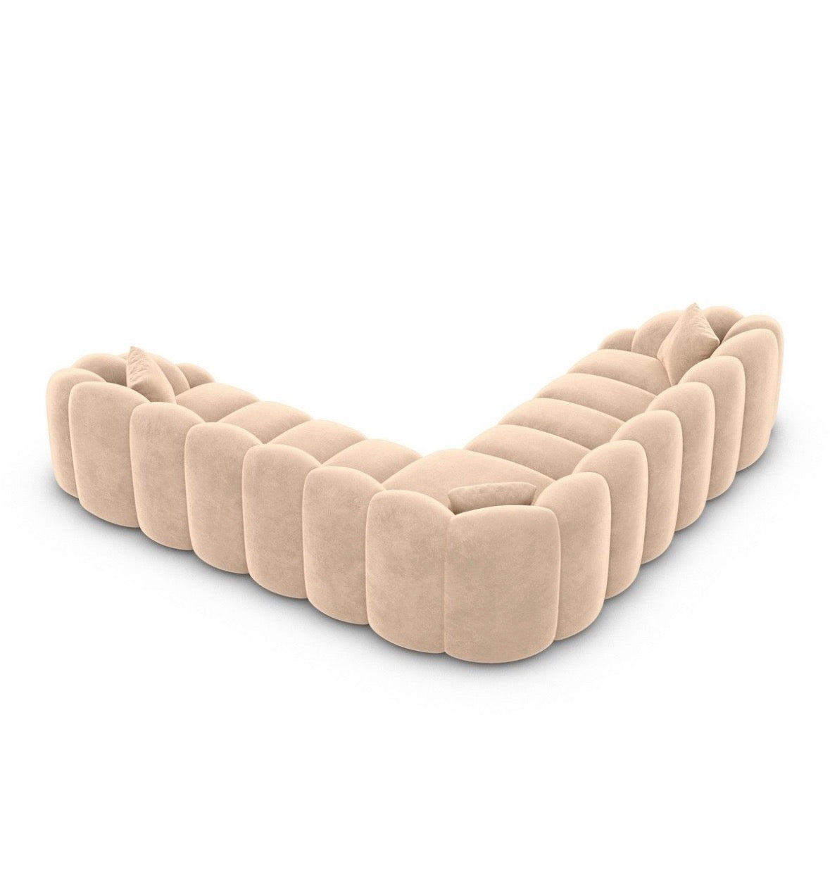 Designer Bubble Ecksofa in Samt Beige, 258 cm Breite | PolsterOase