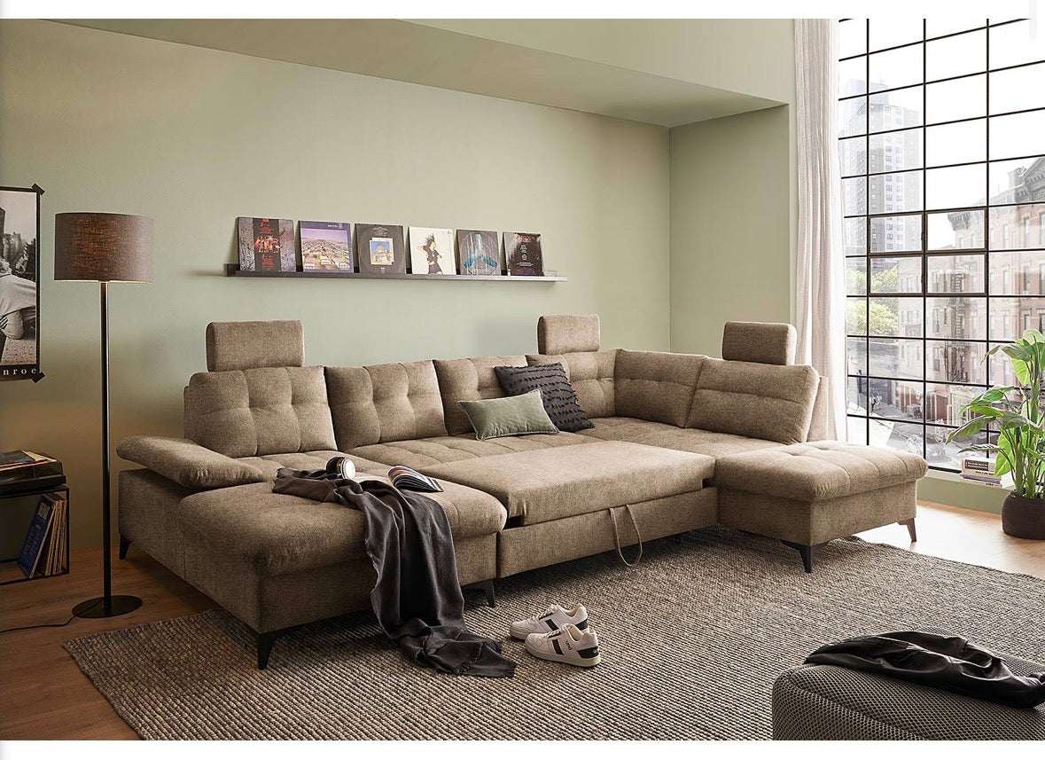 Wohnlandschaft in Webstoff, 324cm Breit | PolsterOase