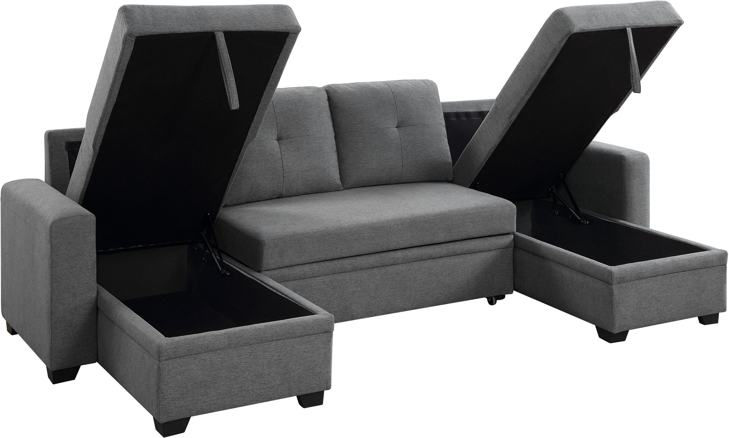 Sofa Wohnlandschaft mit Schlaffunktion + Bettkasten, 282 cm Breite