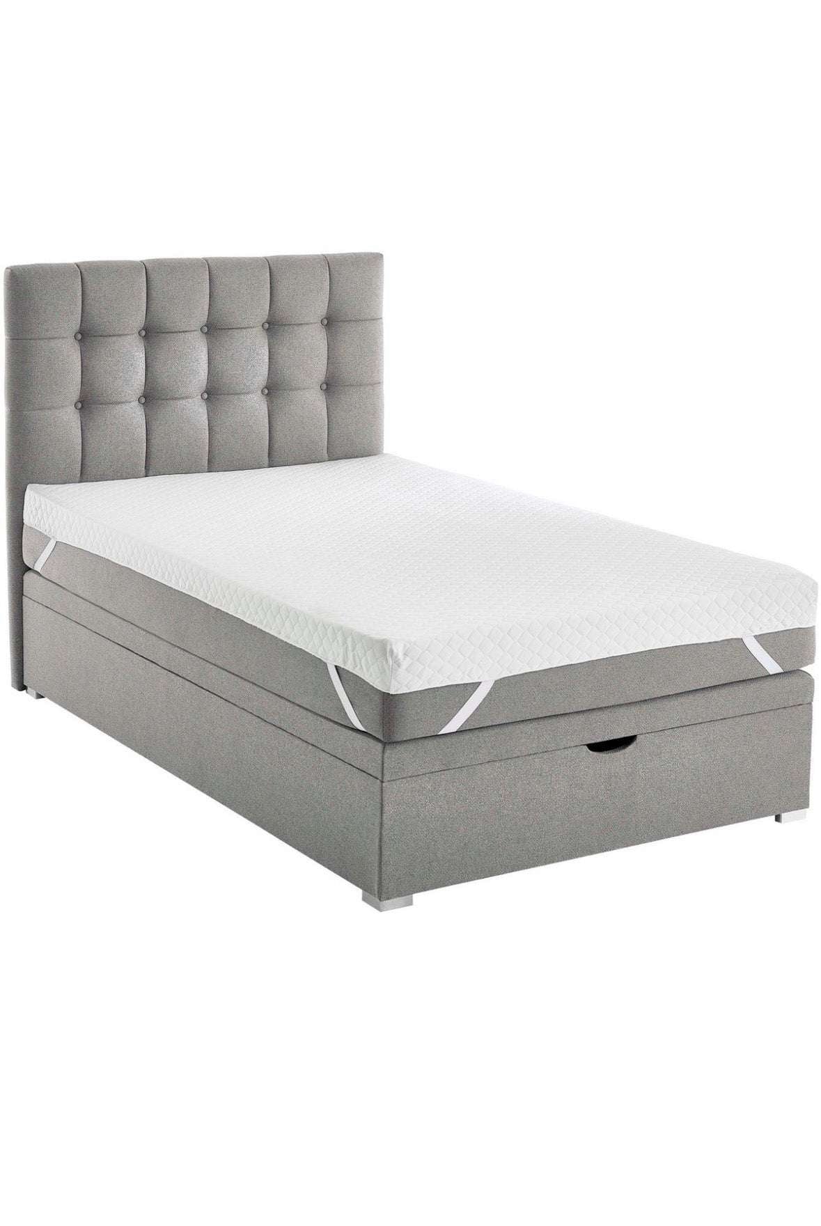 Boxbett 120x200cm mit Taschen - Federkernmatratze in Hellgrau - POLSTEROASE