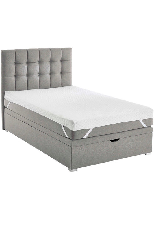 Boxbett 120x200cm mit Taschen - Federkernmatratze in Hellgrau