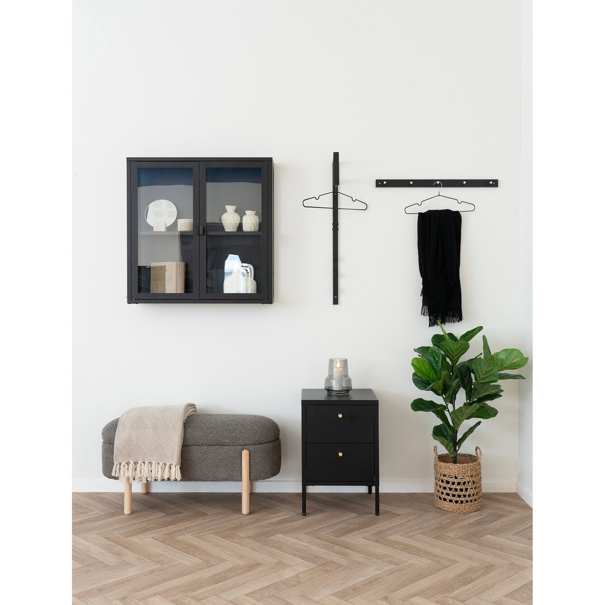 Branca Sitzbank mit Stauraum – Braun/Natur, 97 cm