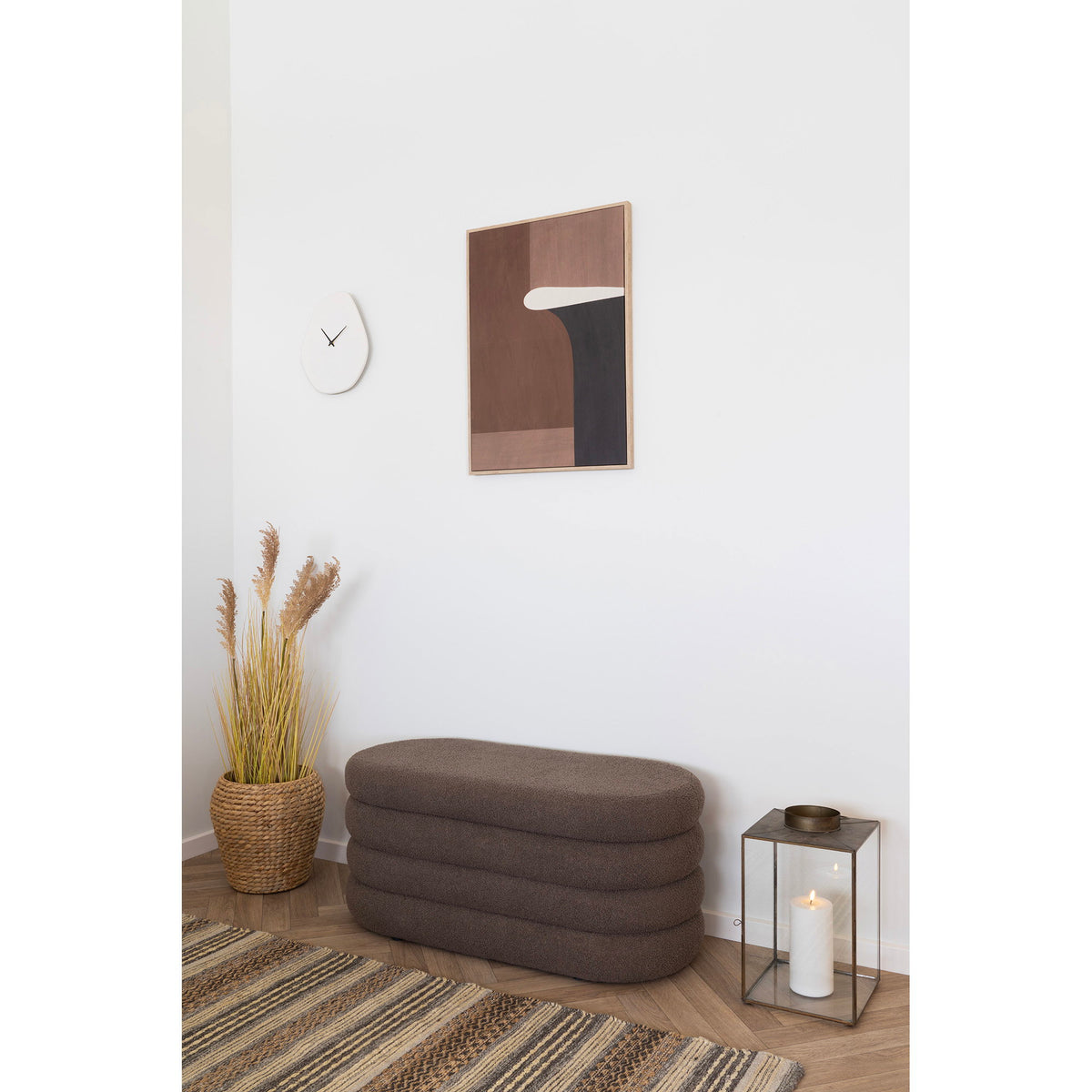 Dartford Sitzbank mit Stauraum und Teddy-Bezug, Braun, 103 cm