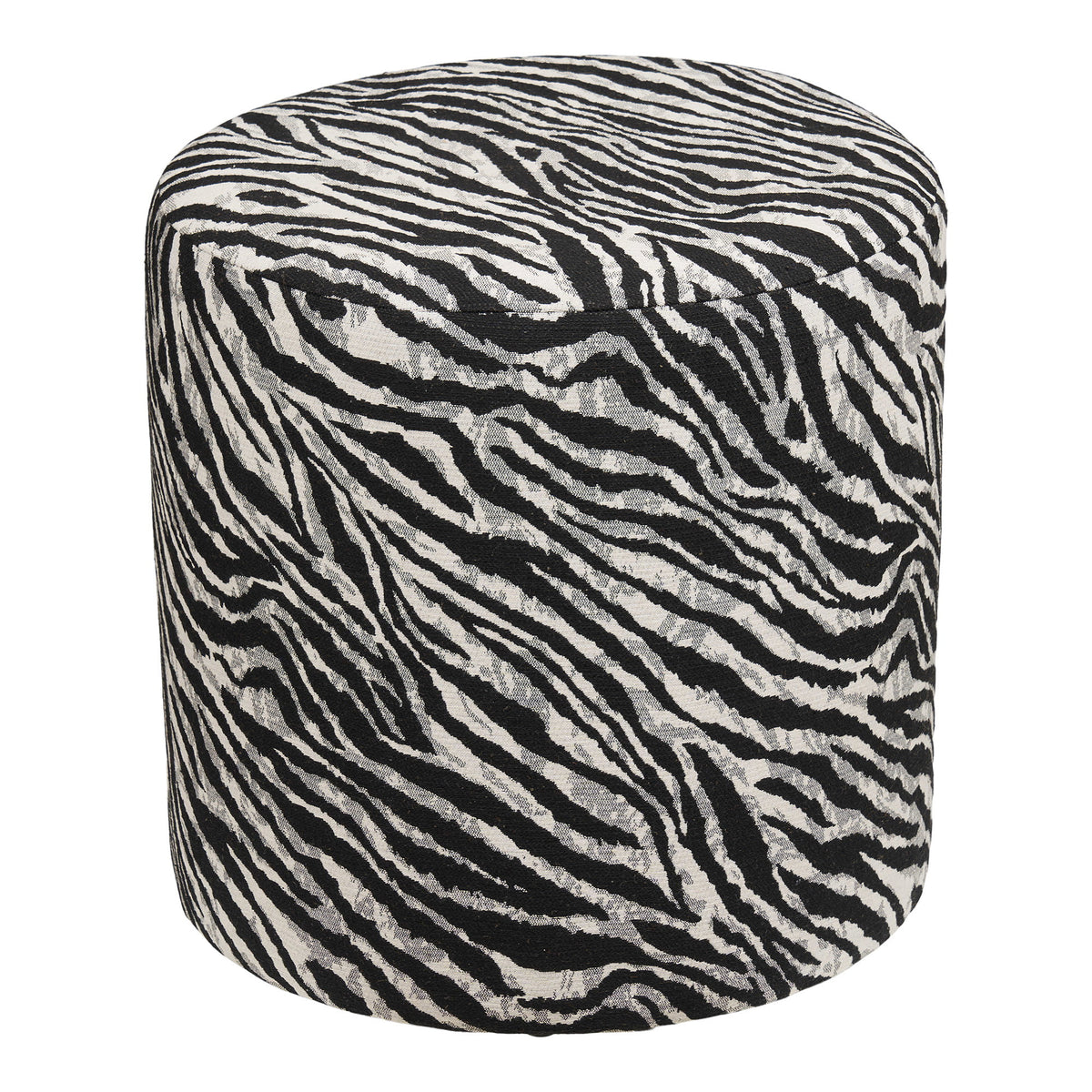 PolsterOase Möbel – Kimberley Pouf mit Jacquard, Bezug, Schwarz/Weiß, Ø 40 cm