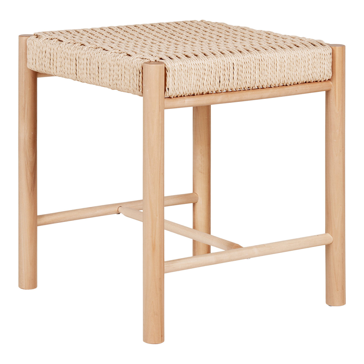 Abano Hocker – Pappelholz & Papierkordel, Natur, 42 × 42 cm